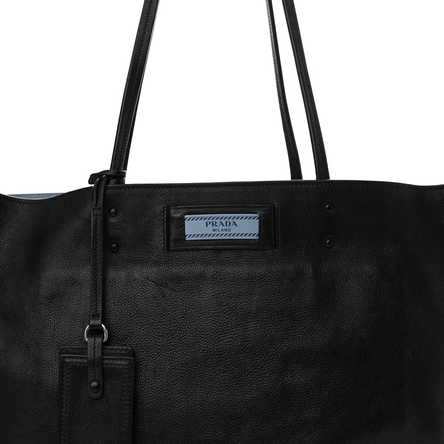 Prada Glace Calfskin Etiquette Shopping Bag Black Astrale 8 of 12