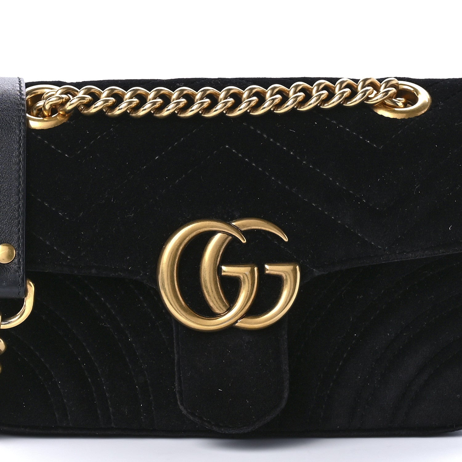 Gucci Velvet Matelasse Mini GG Marmont Shoulder Bag Black 8 of 9