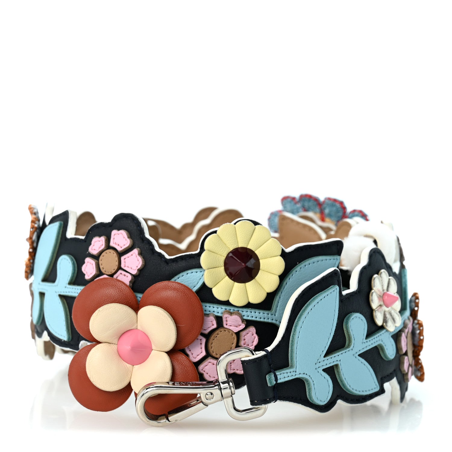 Fendi Vitello Dolce Raffia Nappa Catalan Mirror Mink Flowerland