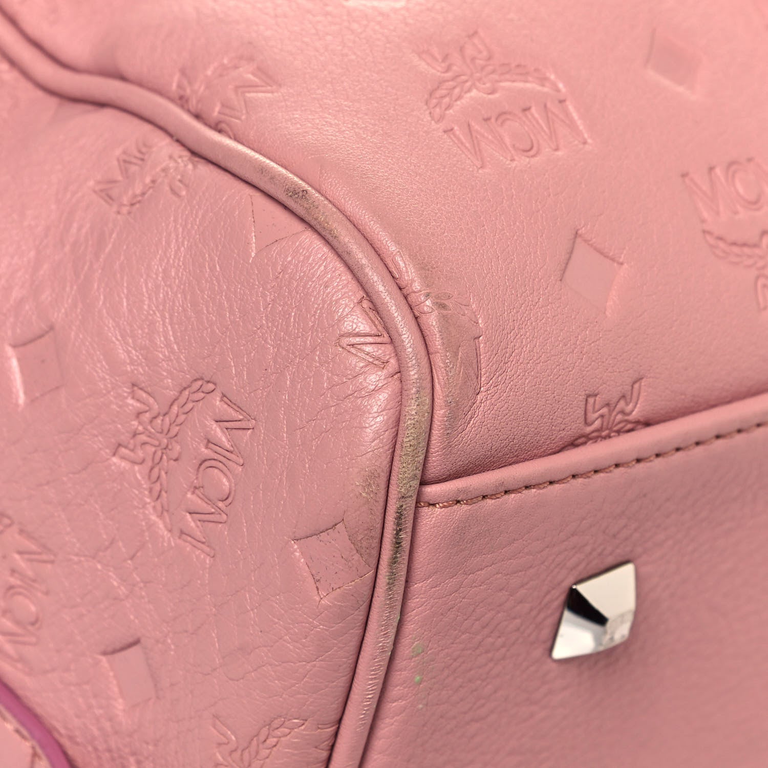 MCM Calfskin Ottomar Monogram Duffle Bag Pink 4 of 24