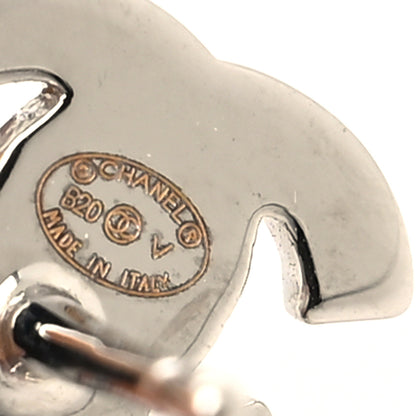 Chanel Crystal Pearl CC Drop Earrings Silver Pearly White 4 of 5