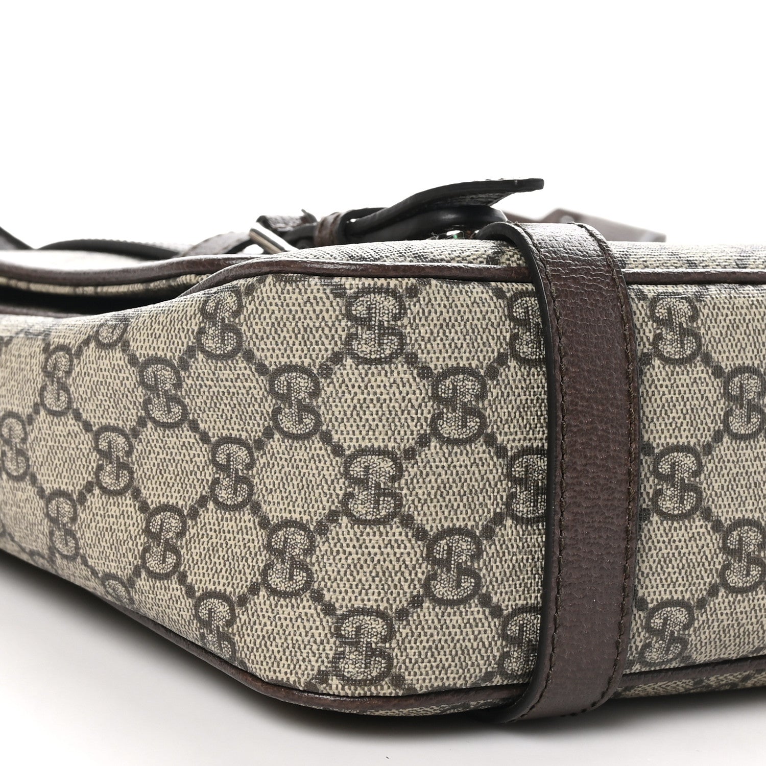 Gucci GG Supreme Monogram Textured Dollar Calfskin Retro Interlocking G Flap Messenger Bag Beige Ebony New Acero 9 of 10