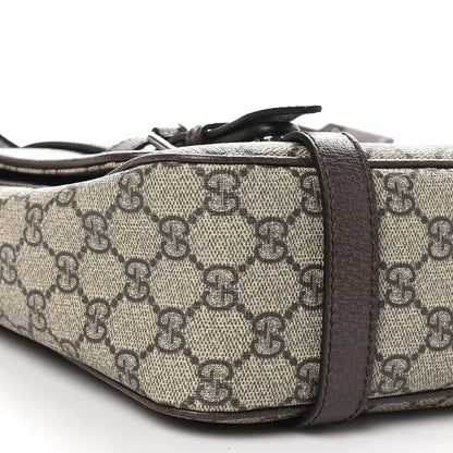 Gucci GG Supreme Monogram Textured Dollar Calfskin Retro Interlocking G Flap Messenger Bag Beige Ebony New Acero 9 of 10