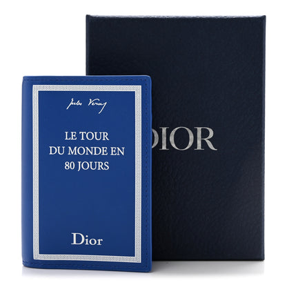 Christian Dior Calfskin Cover Bi-Fold Card Holder Blue White 8 of 8