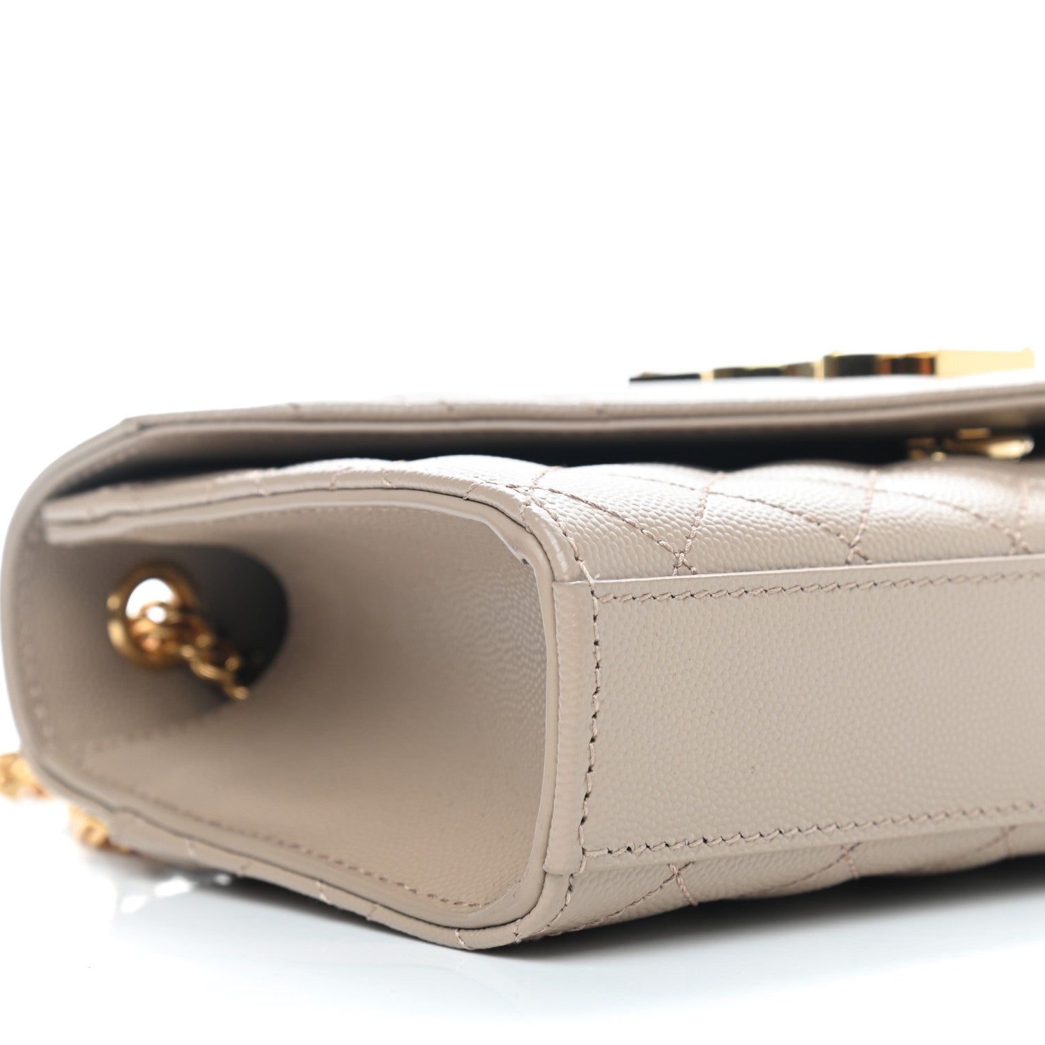 Saint Laurent Grain De Poudre Textured Mixed Matelasse Triquilt Small Monogram Satchel Dark Beige 6 of 9