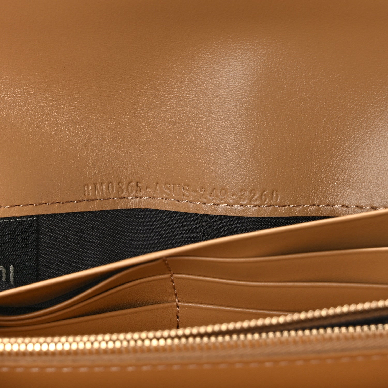 Fendi Vitello Soft F is Fendi Bi-Color FF 1974 Embossed Continental Envelope Wallet On Chain Miele Scuro 7 of 10