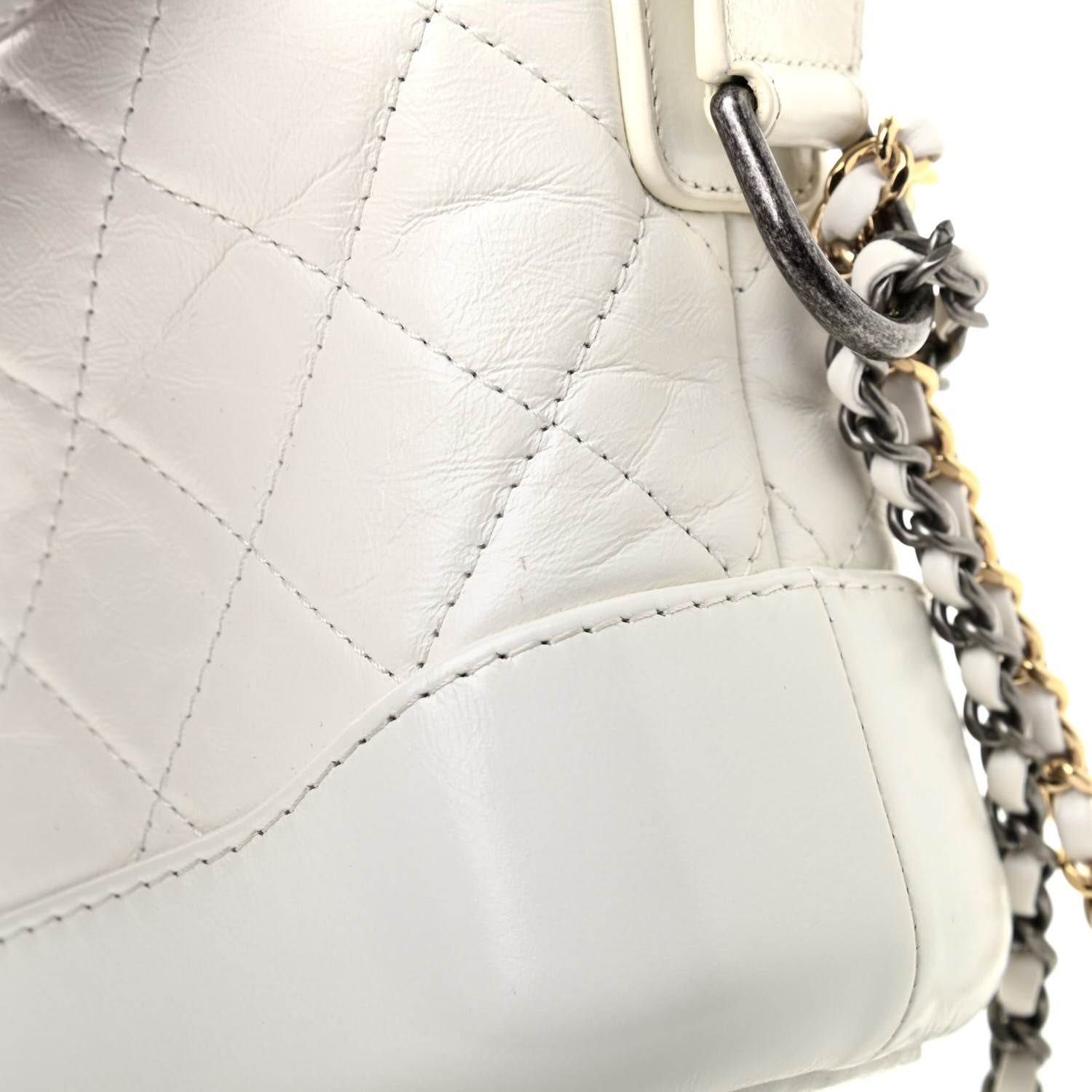 Chanel Aged Calfskin Quilted Small Gabrielle Hobo White 11 of 11