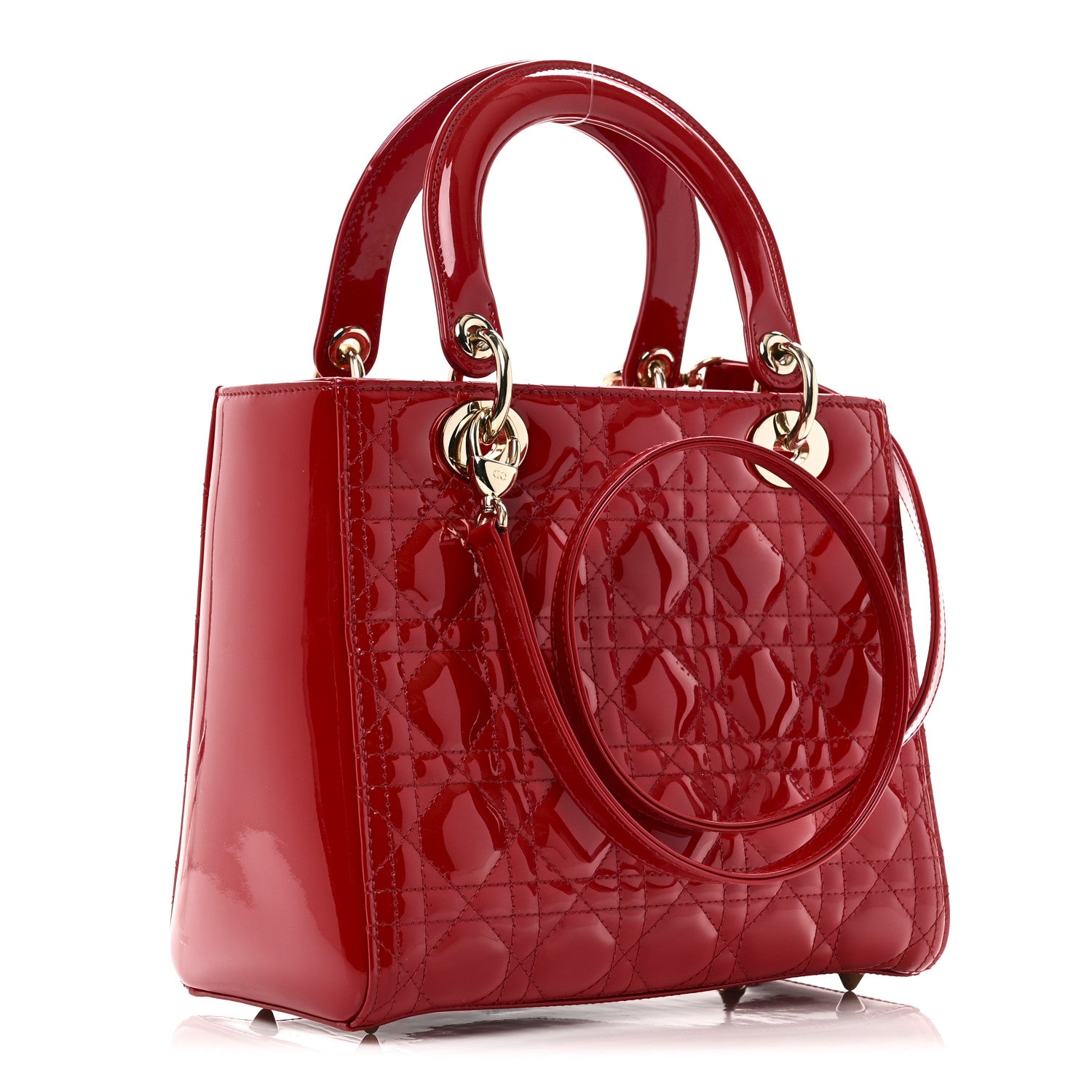 Christian Dior Patent Cannage Medium Lady Dior Red 3 of 10