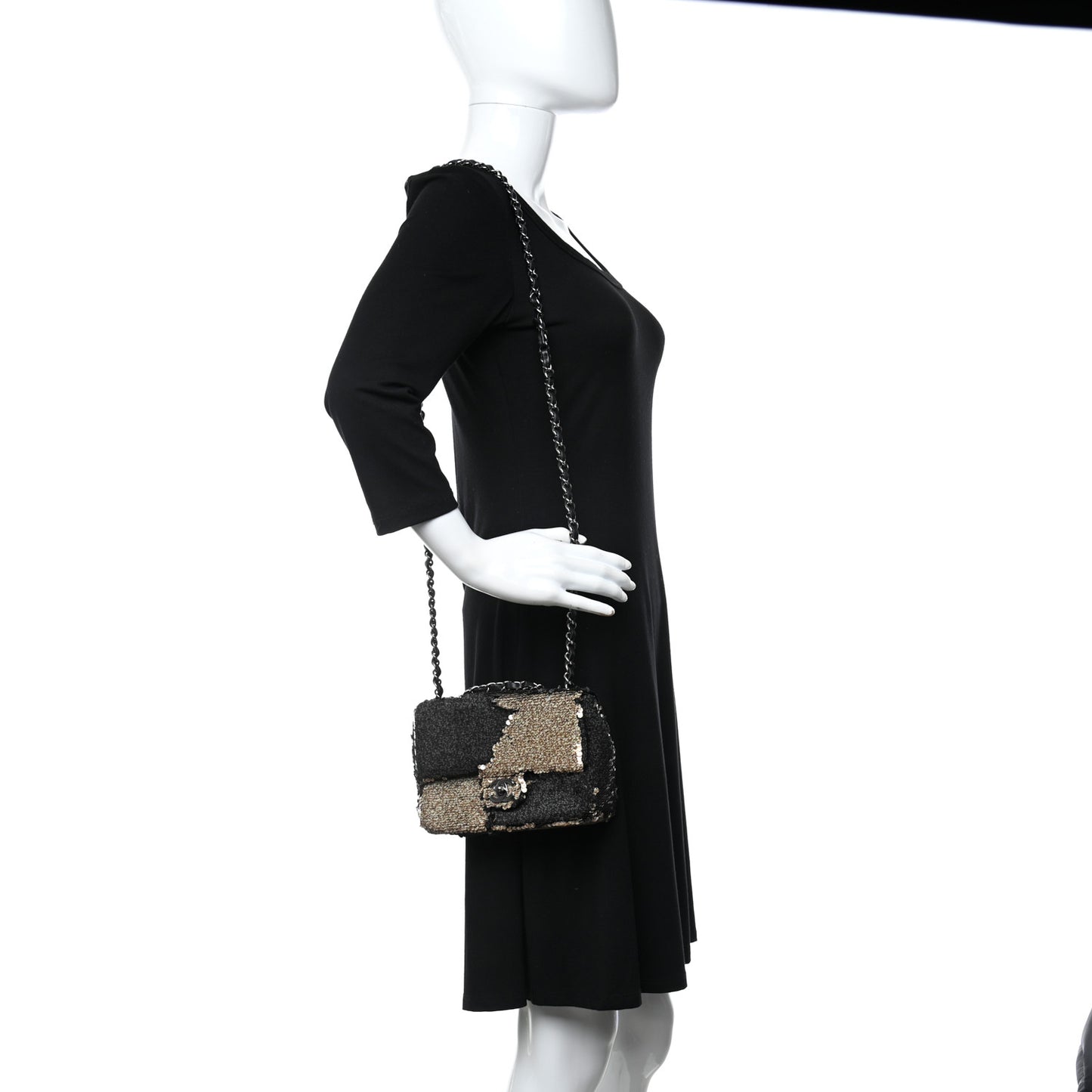 Sequin Single Flap Black