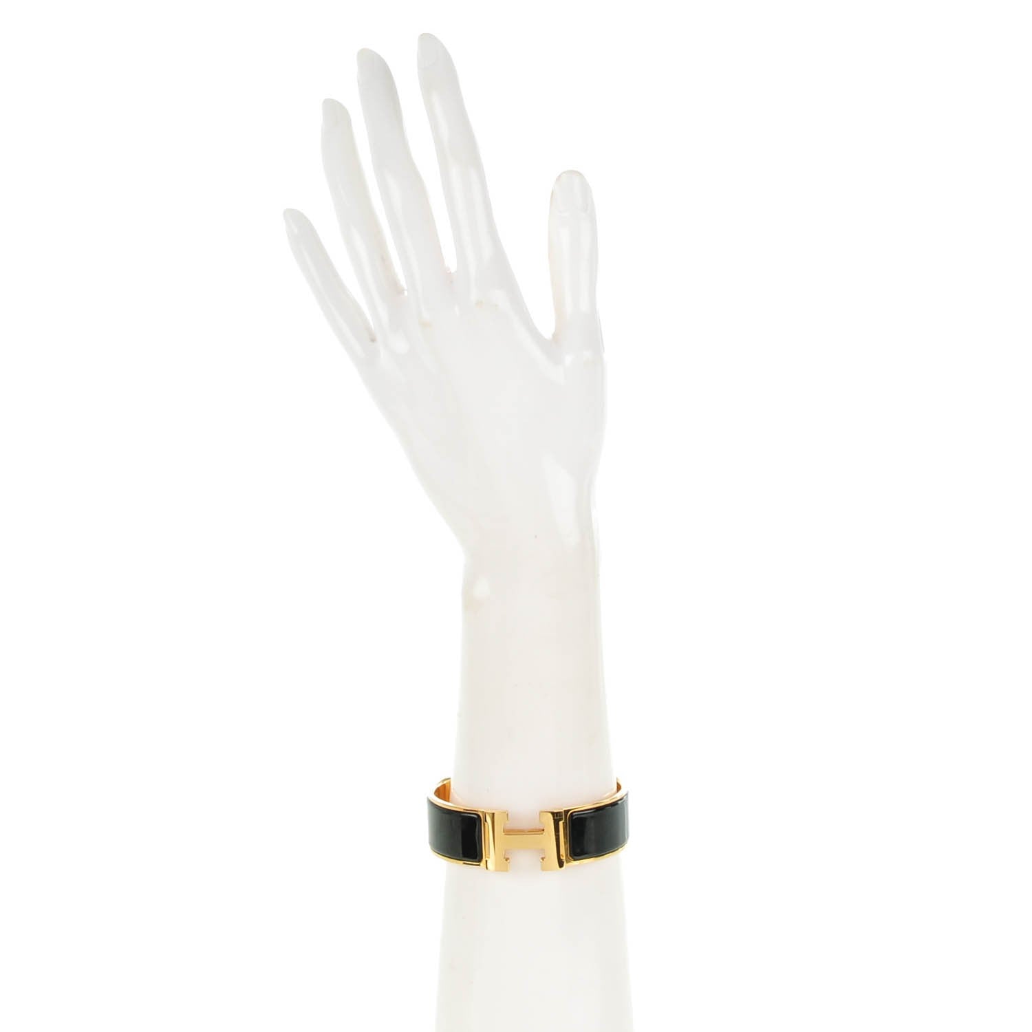 Hermes Enamel Wide Clic Clac H Bracelet GM Black 2 of 5