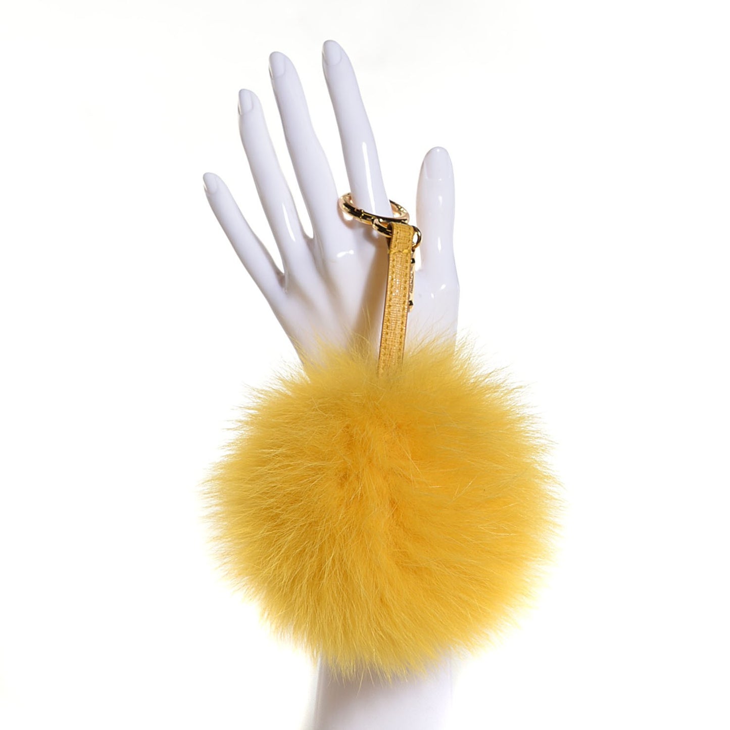 Fox Fur Pom Pom Bag Charm Yellow