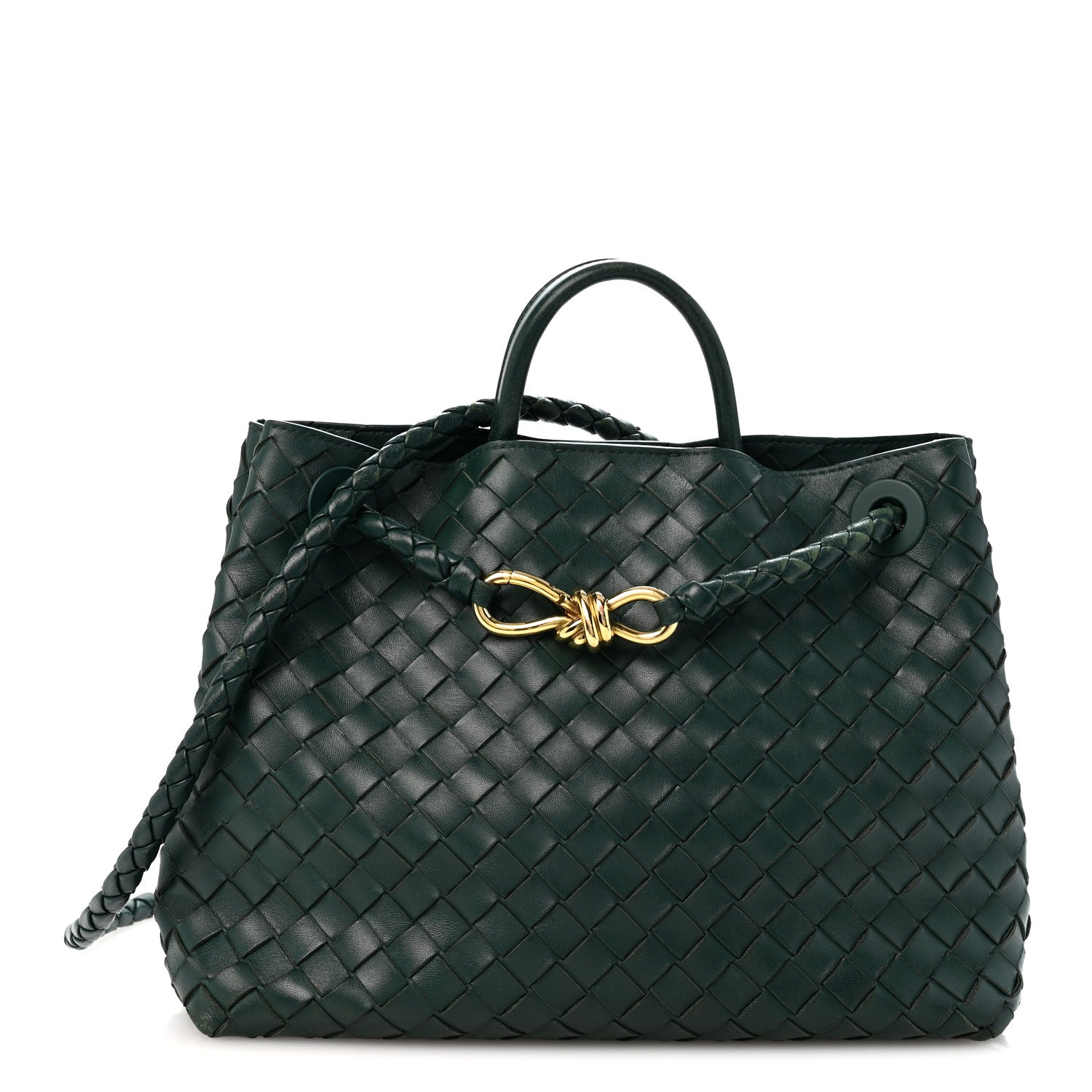 Bottega Veneta Nappa Intrecciato Medium Andiamo Shoulder Bag Emerald Green 1 of 12