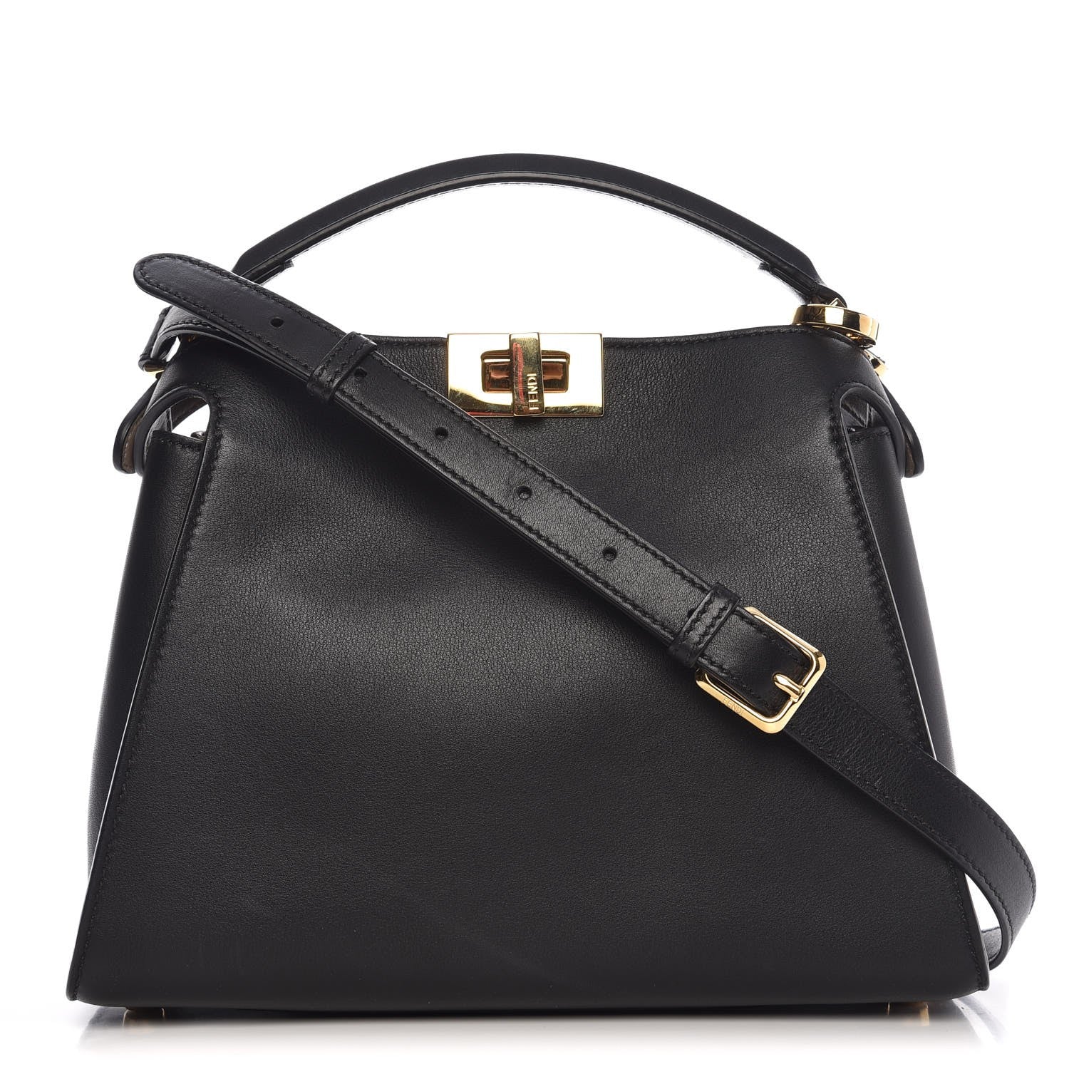 Fendi Vitello Tahiti Burro Medium Peekaboo Iconic Essentially Satchel Black Corda 1 of 7