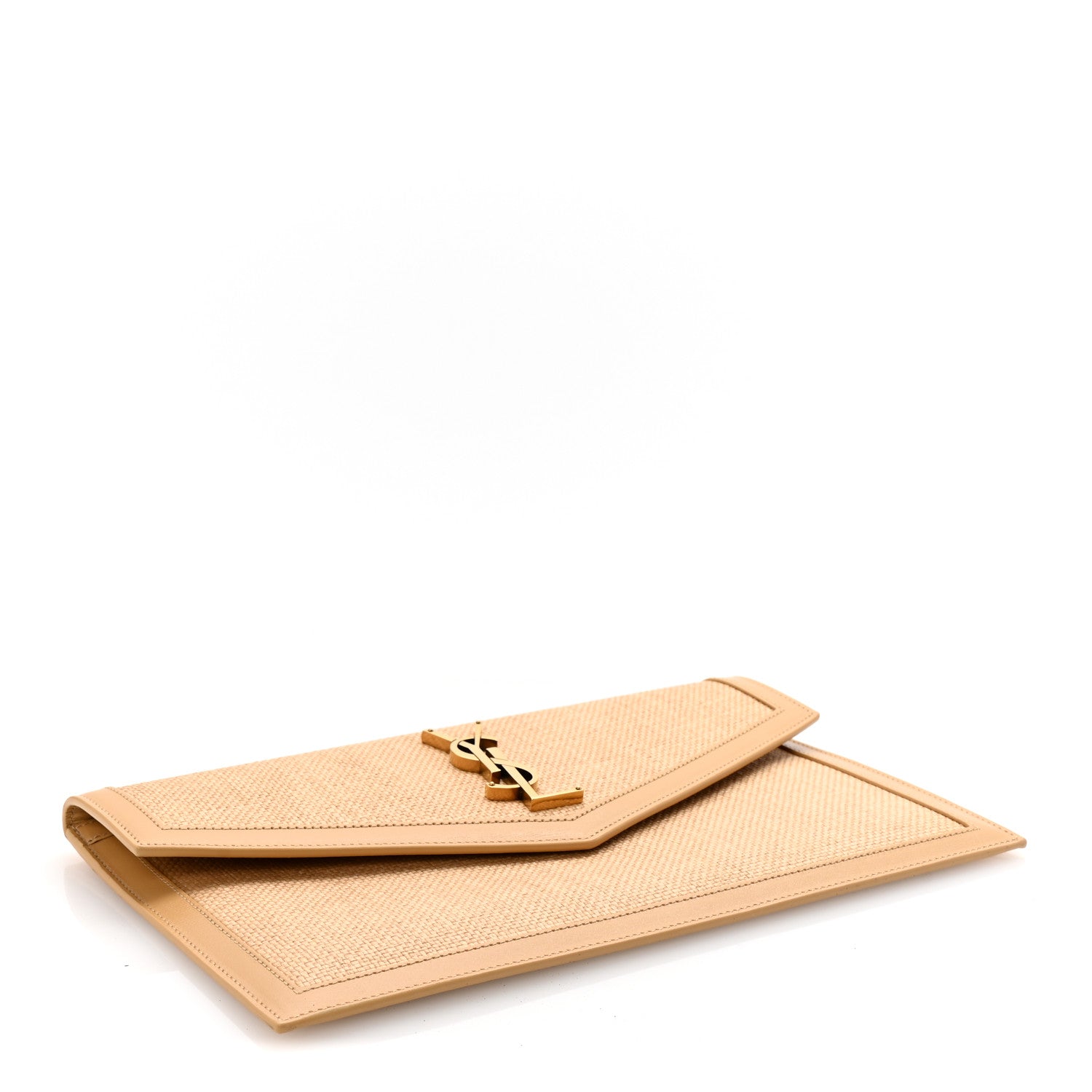 Saint Laurent Micro Raffia Uptown Pouch Natural Hay Blush 4 of 7