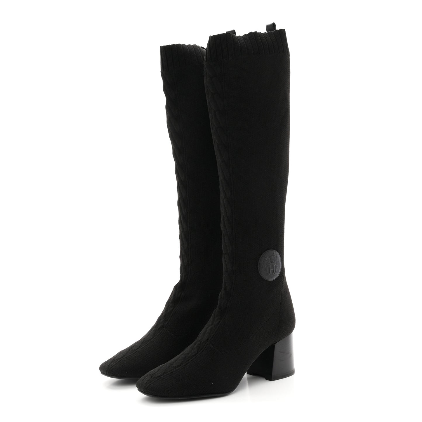 Knit Calfskin Fontaine 60 Boots 37 Black