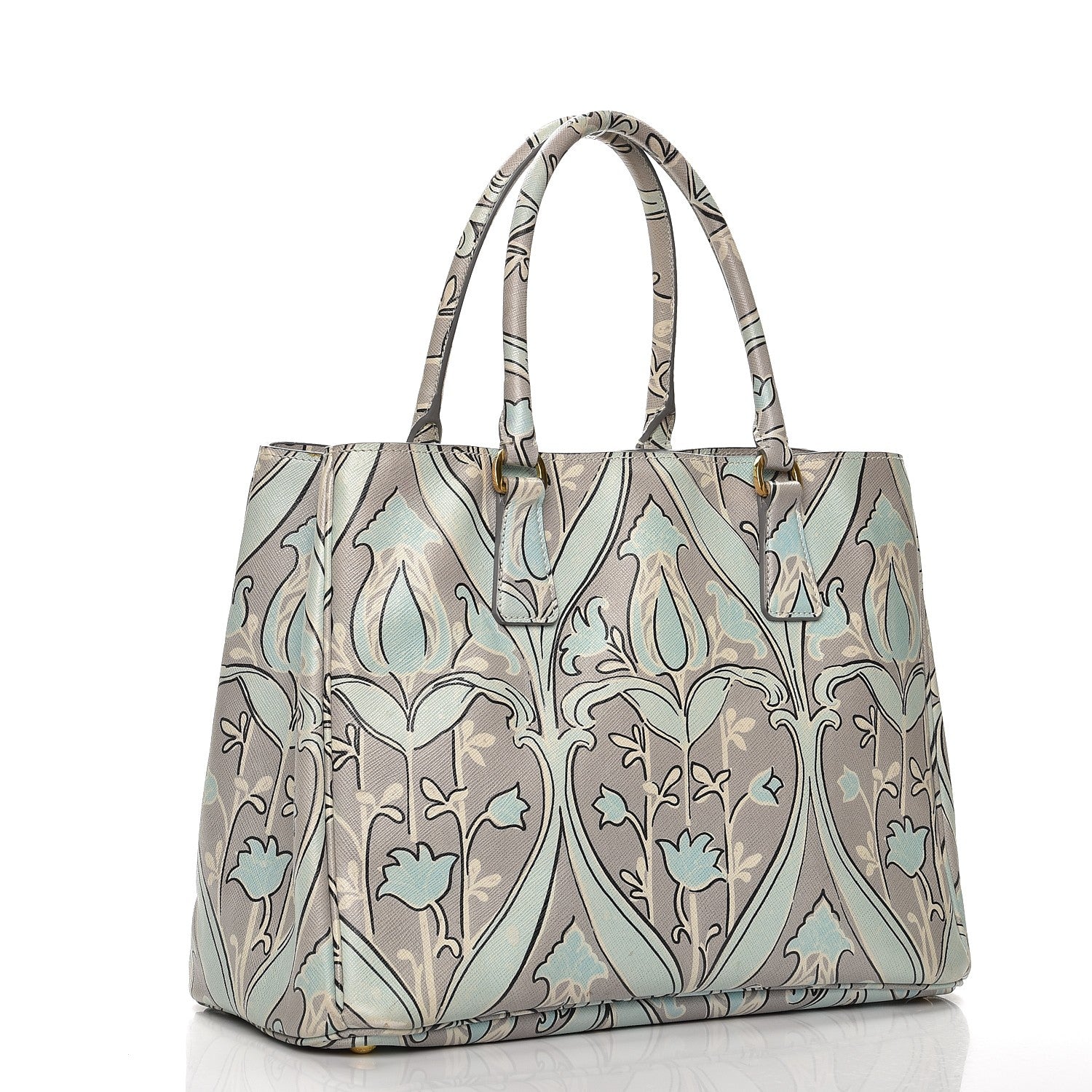 Prada Saffiano Floral Print Medium Tote Anice 3 of 12