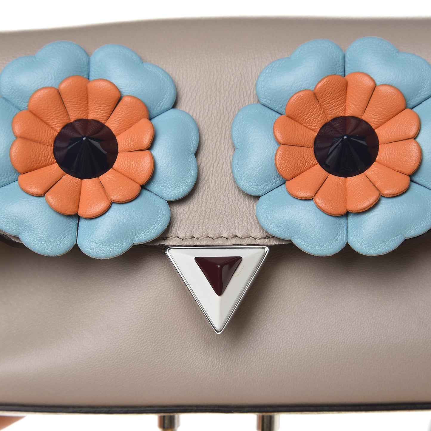 Calfskin Mink Fur Hypnoteyes Micro Baguette Grigio Polvere Arancio