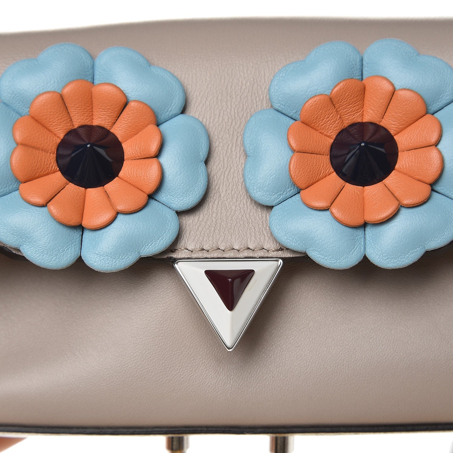 Fendi Calfskin Mink Fur Hypnoteyes Micro Baguette Grigio Polvere Arancio 8 of 9