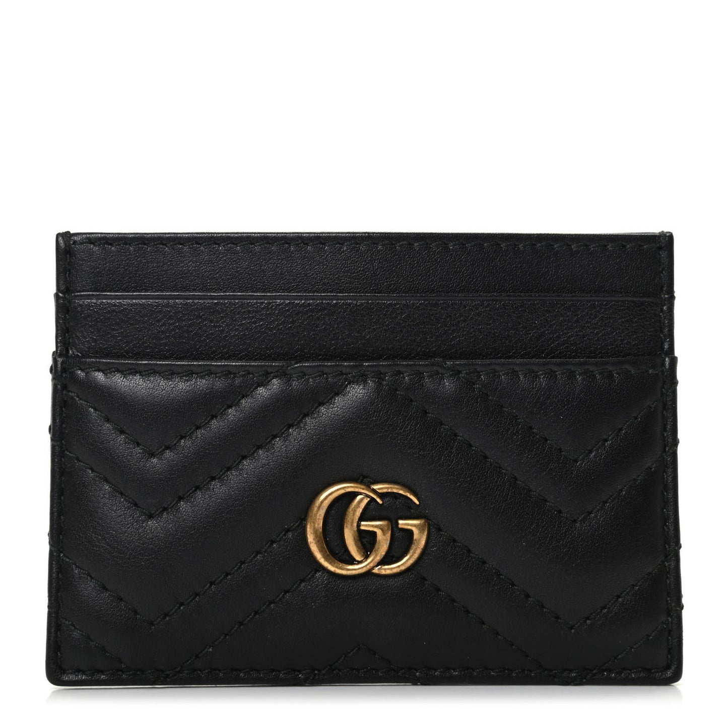 Calfskin Matelasse GG Marmont Card Holder Black