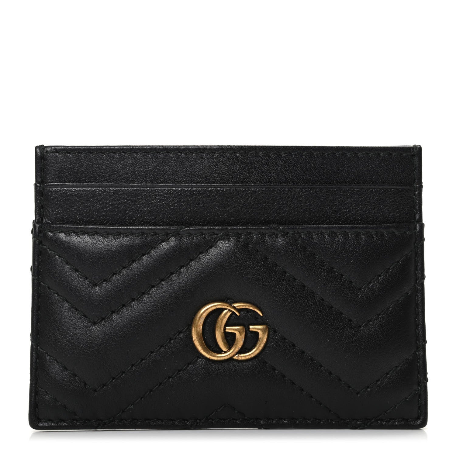 Gucci Calfskin Matelasse GG Marmont Card Holder Black 1 of 6