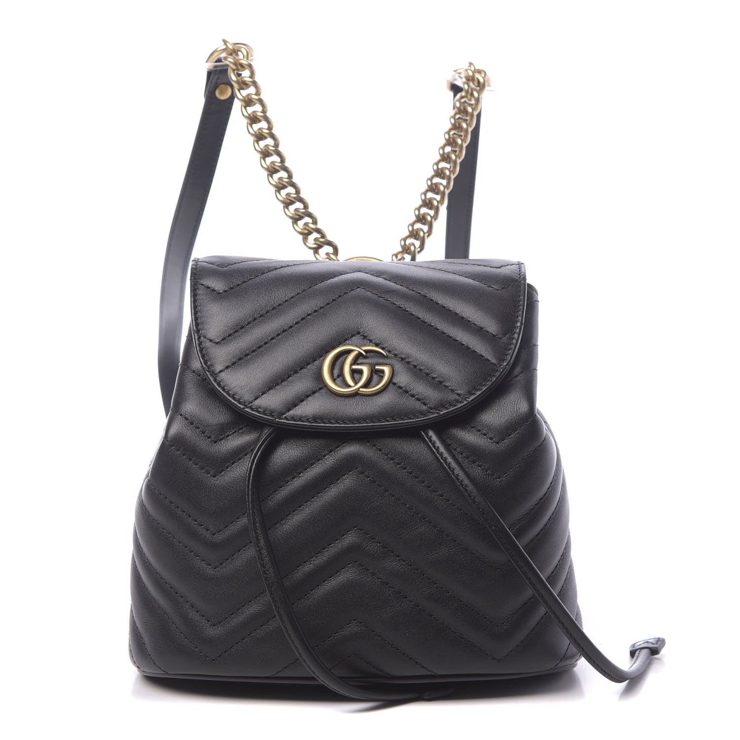 Gucci Calfskin Matelasse GG Marmont Flap Backpack Black 1 of 9