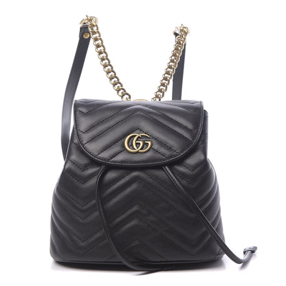 Gucci Calfskin Matelasse GG Marmont Flap Backpack Black 1 of 9