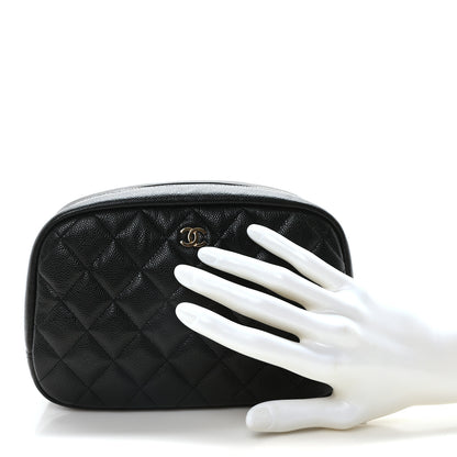 Chanel Caviar Quilted Medium Curvy Pouch Cosmetic Case Black 2 of 11