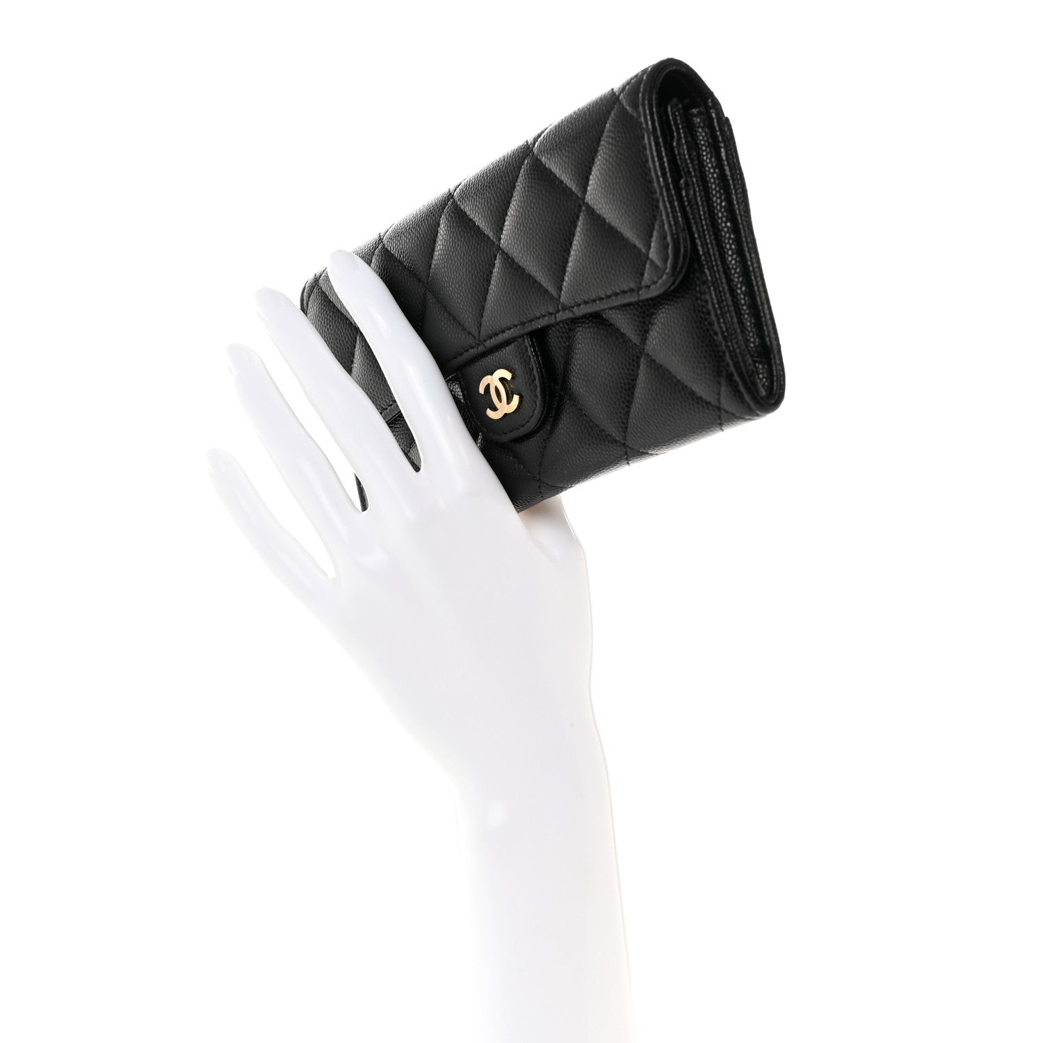 Chanel Caviar Quilted Medium Gusset Flap Wallet Black 2 of 8