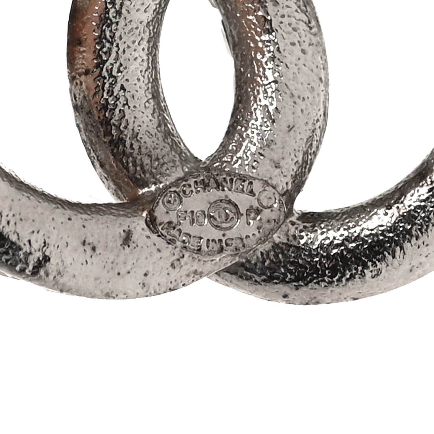 Chanel Metal Baguette Crystal CC Earrings Silver Blue 4 of 4