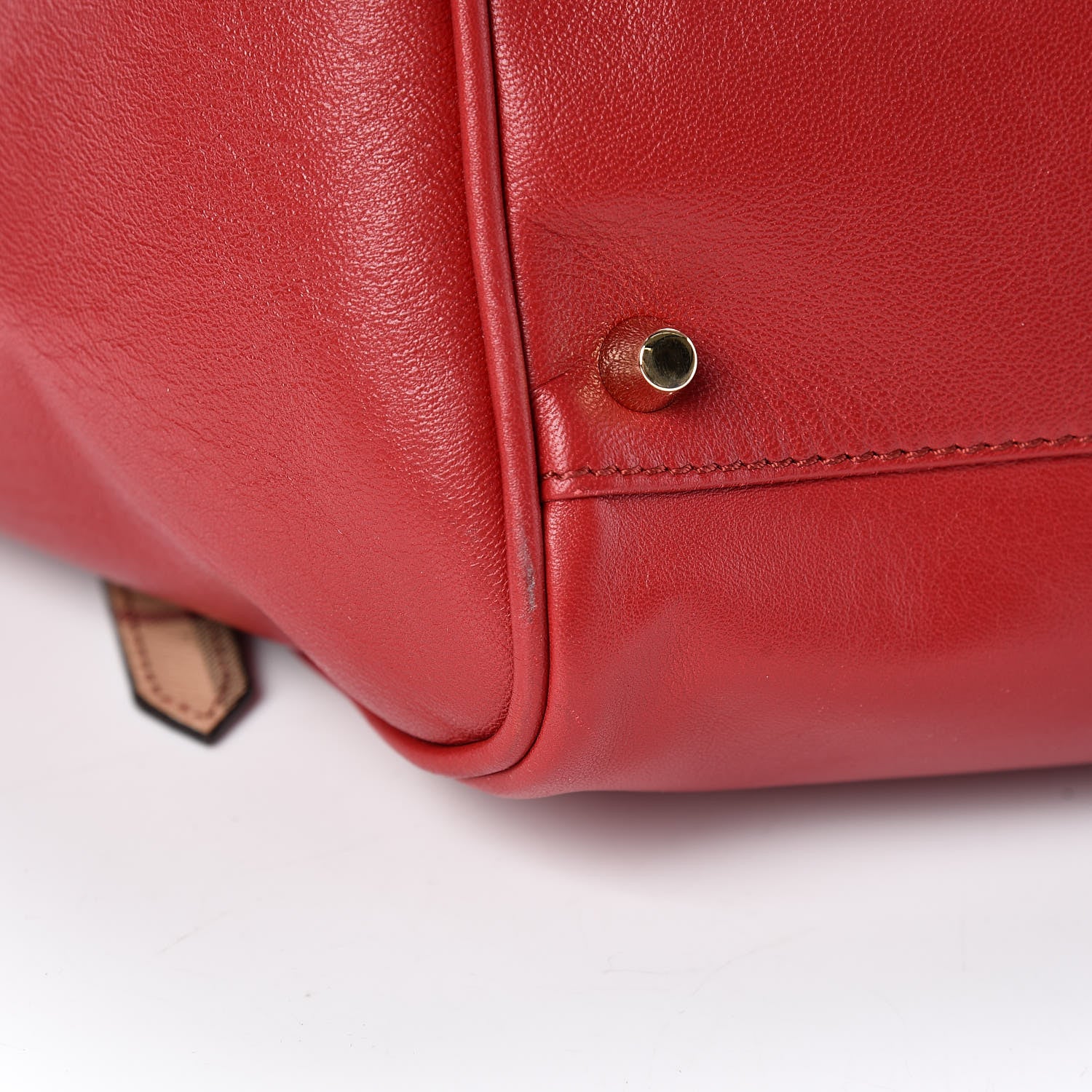Burberry Calfskin Haymarket Check Small Canterbury Tote Red 12 of 14