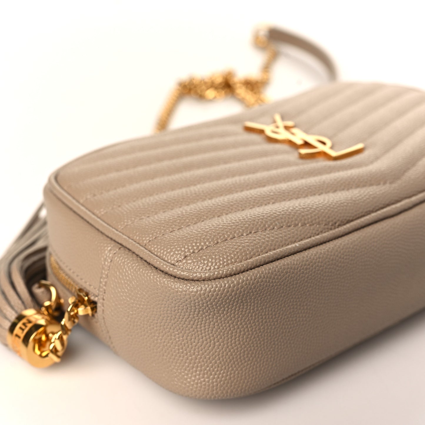 Grain De Poudre Matelasse Monogram Mini Lou Camera Bag Dark Latte