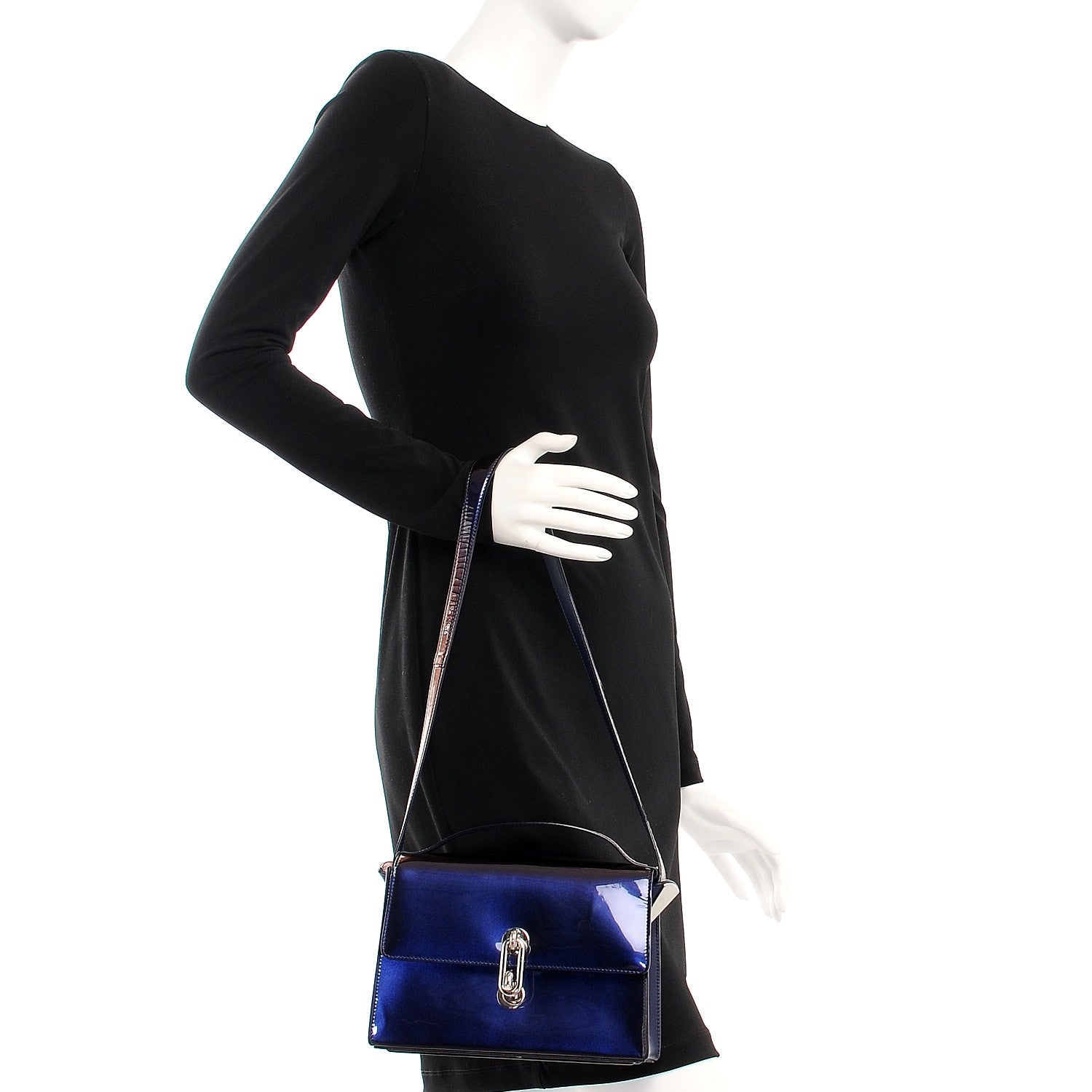 Balenciaga Patent Mini Trapeze Maillon Shoulder Bag Violet 2 of 7
