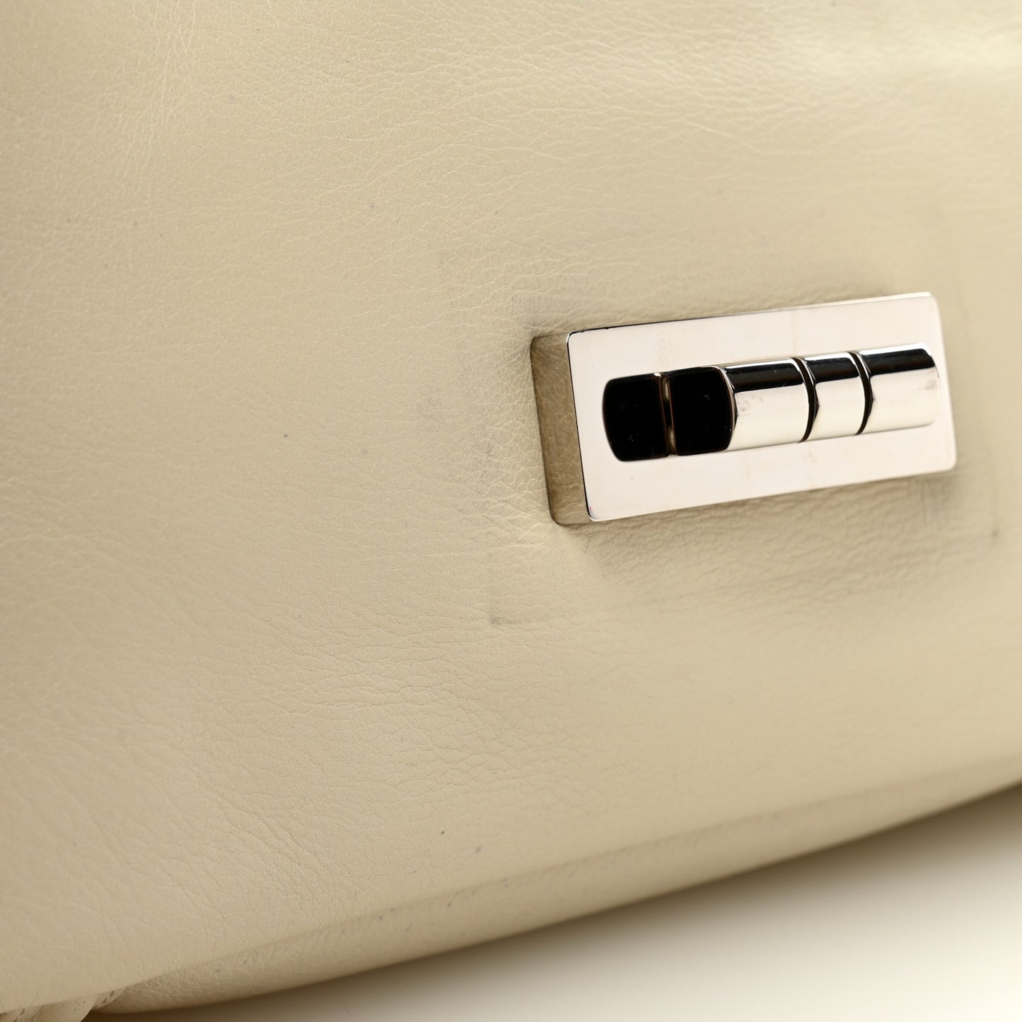 Calfskin Mademoiselle Lock Bijoux Chain Flap White