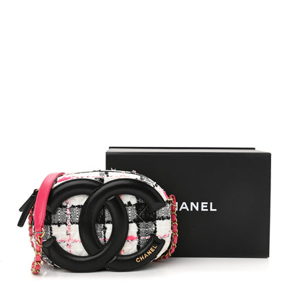 Chanel Tweed Lambskin Quilted Coco Midnight Camera Case White Black Multicolor 11 of 11