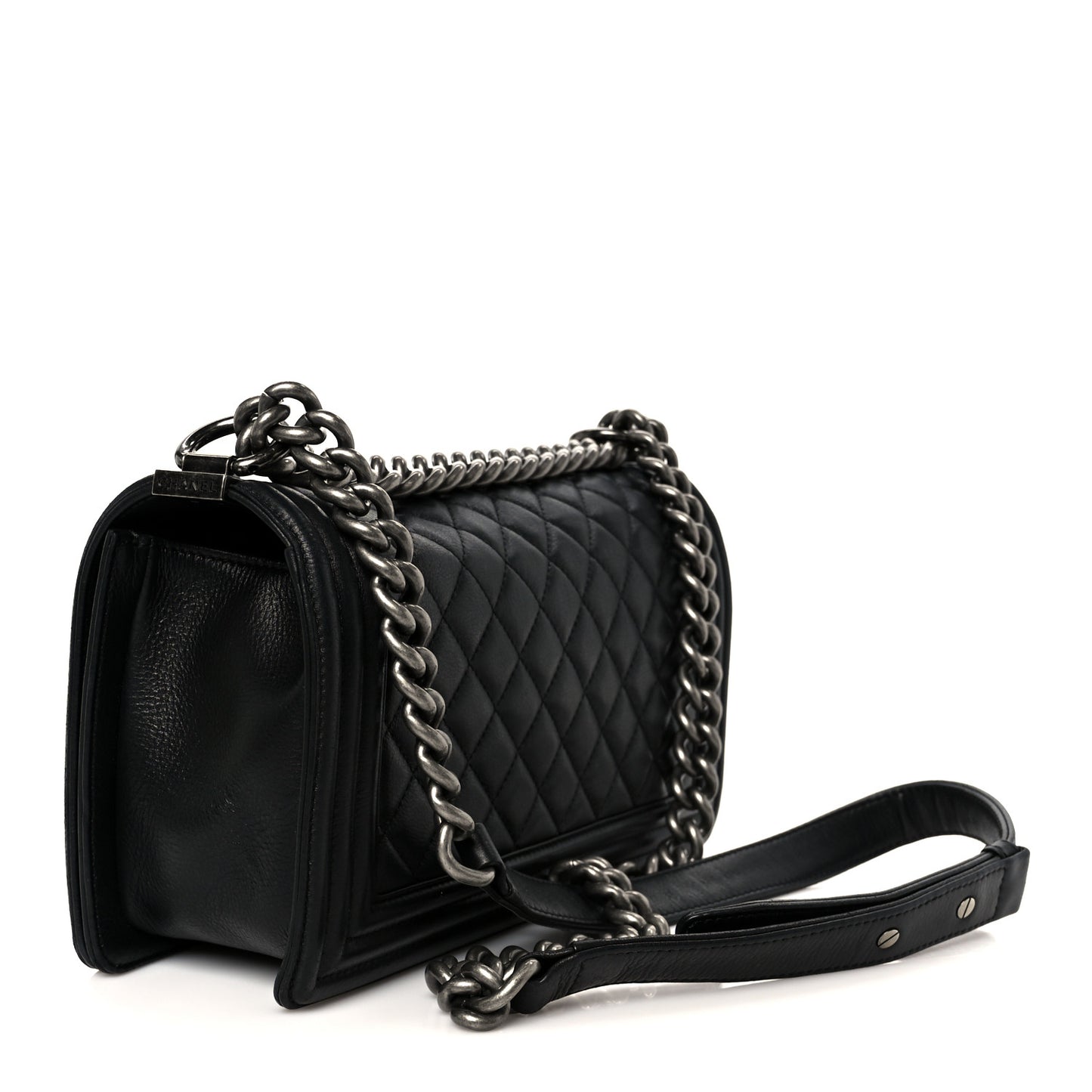 Calfskin Quilted Medium Boy Flap Black