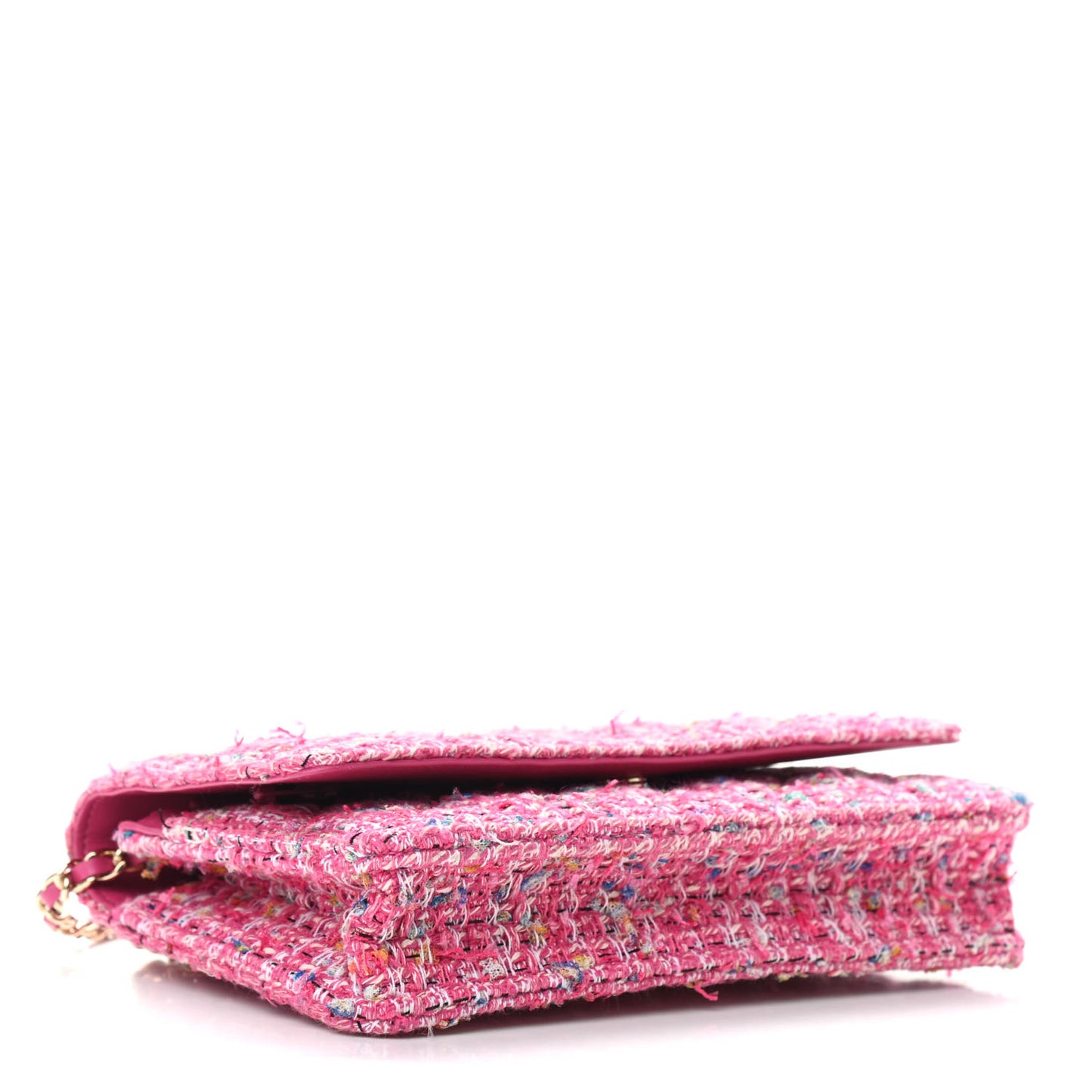 Tweed Quilted Wallet On Chain WOC Pink Blue White