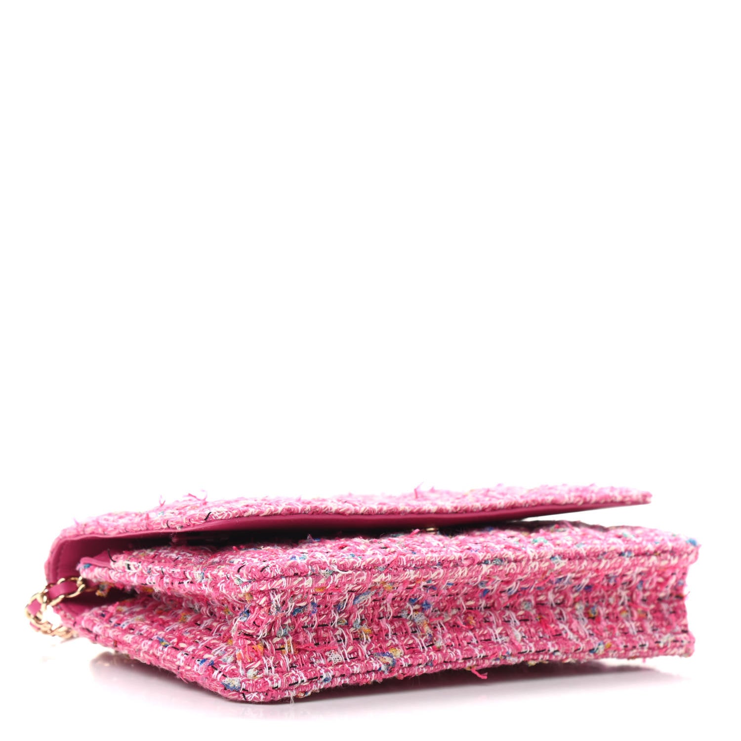 Chanel Tweed Quilted Wallet On Chain WOC Pink Blue White 4 of 11