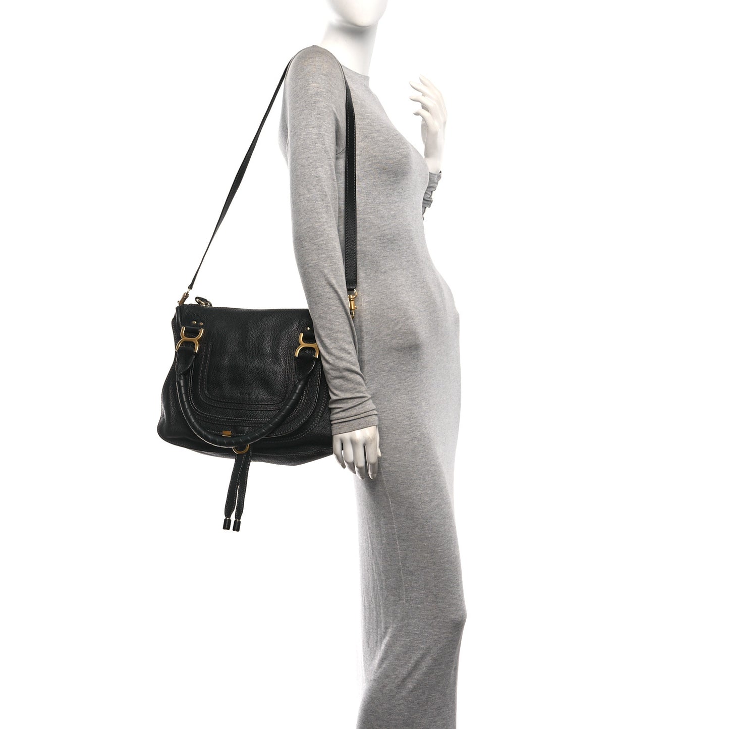 Calfskin Medium Marcie Satchel Black