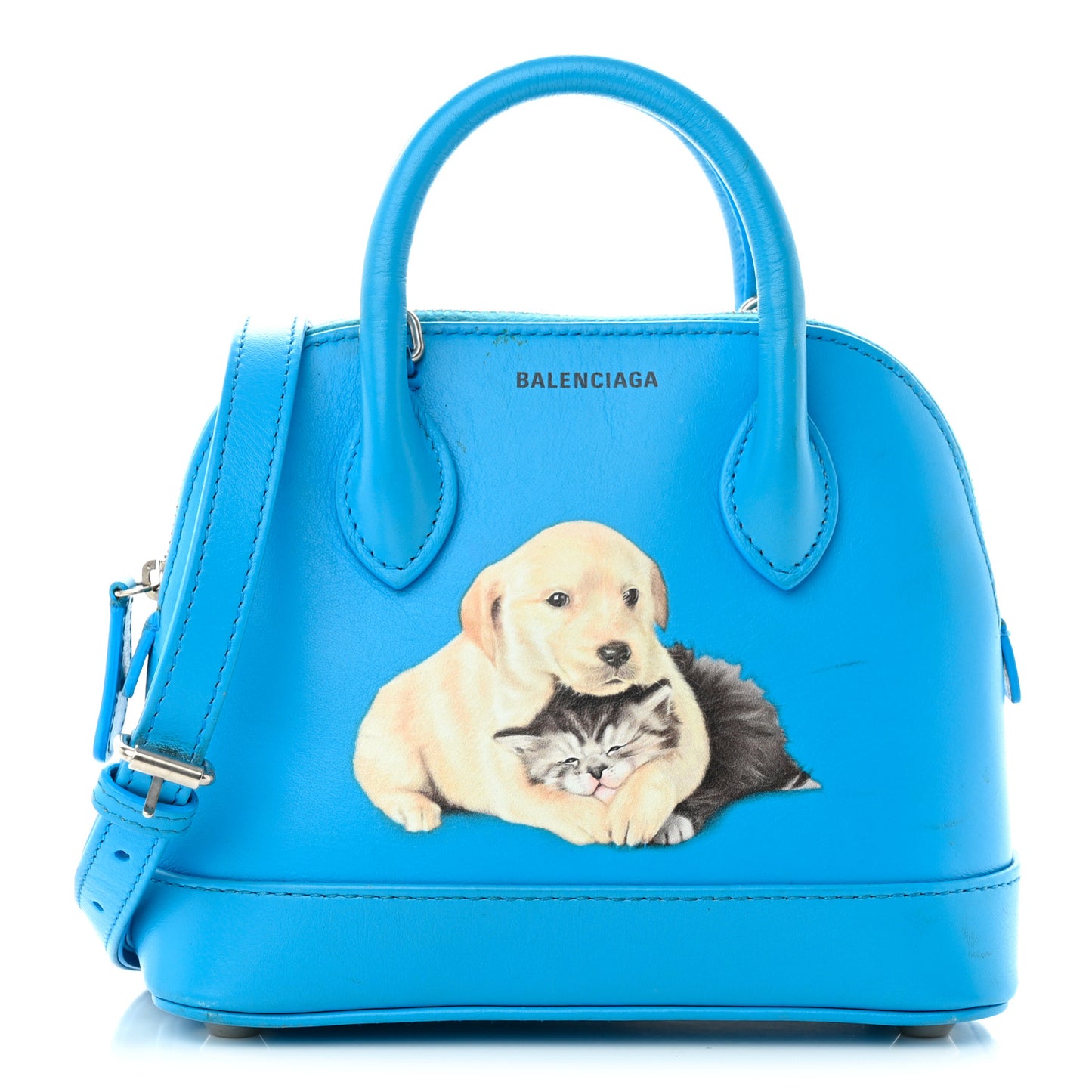 Soft Calfskin Puppy And Kitten XXS Ville Top Handle Bag Bleu Turquoise