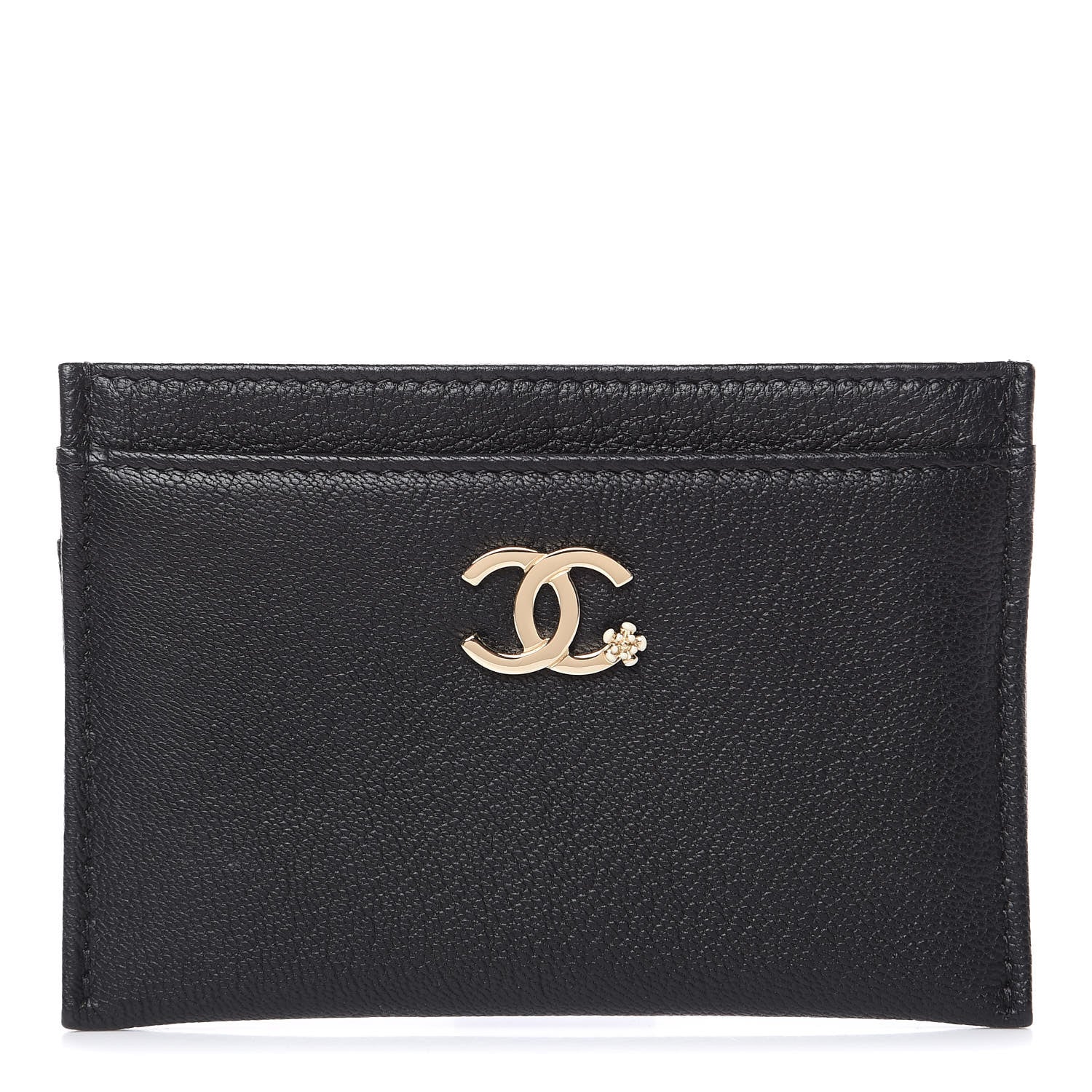 Chanel Calfskin Camellia Card Holder Black 1 of 9