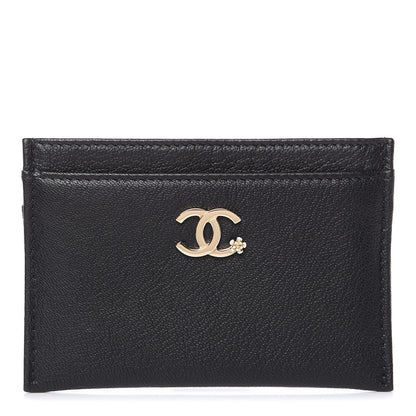 Chanel Calfskin Camellia Card Holder Black 1 of 9