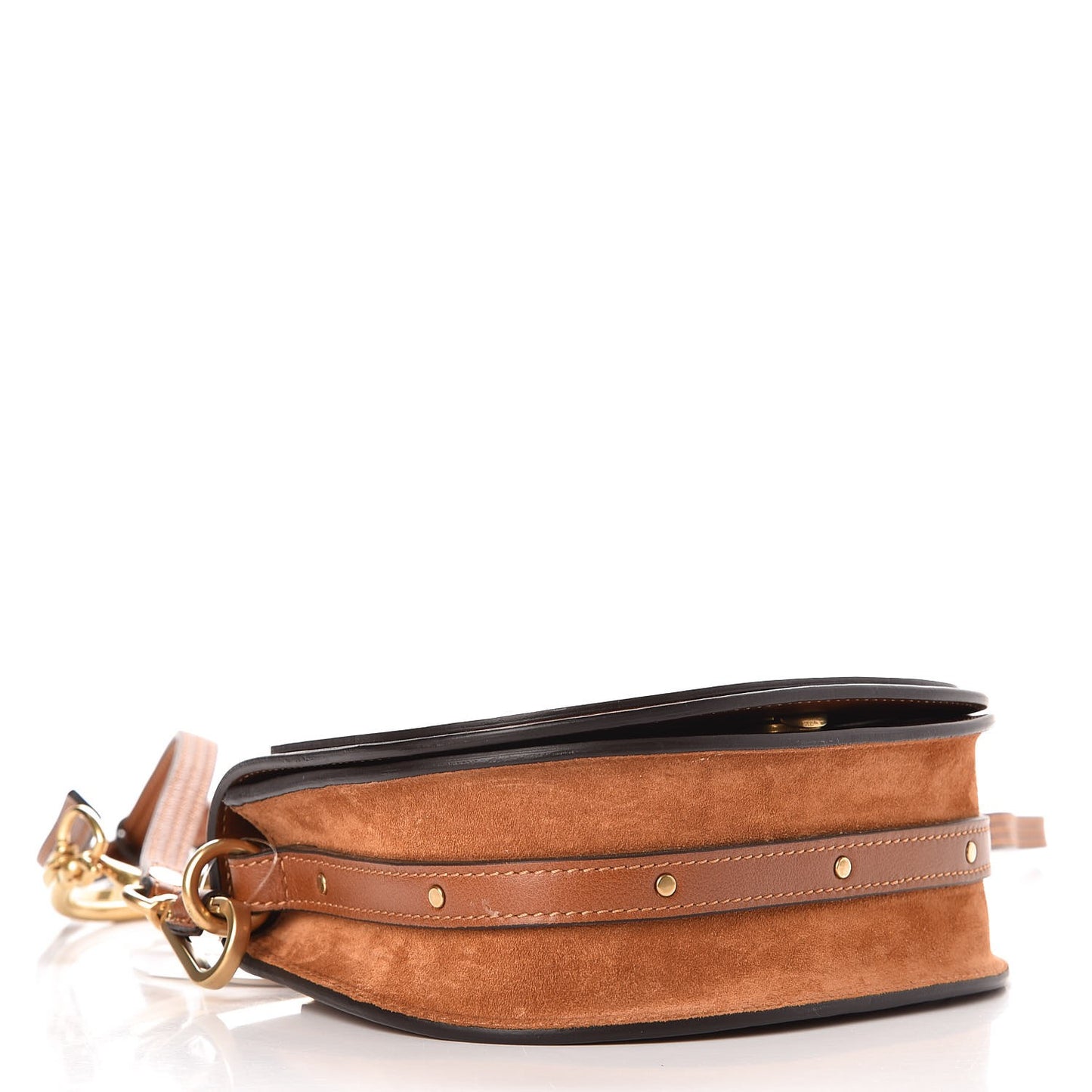 Calfskin Suede Small Nile Bracelet Bag Caramel