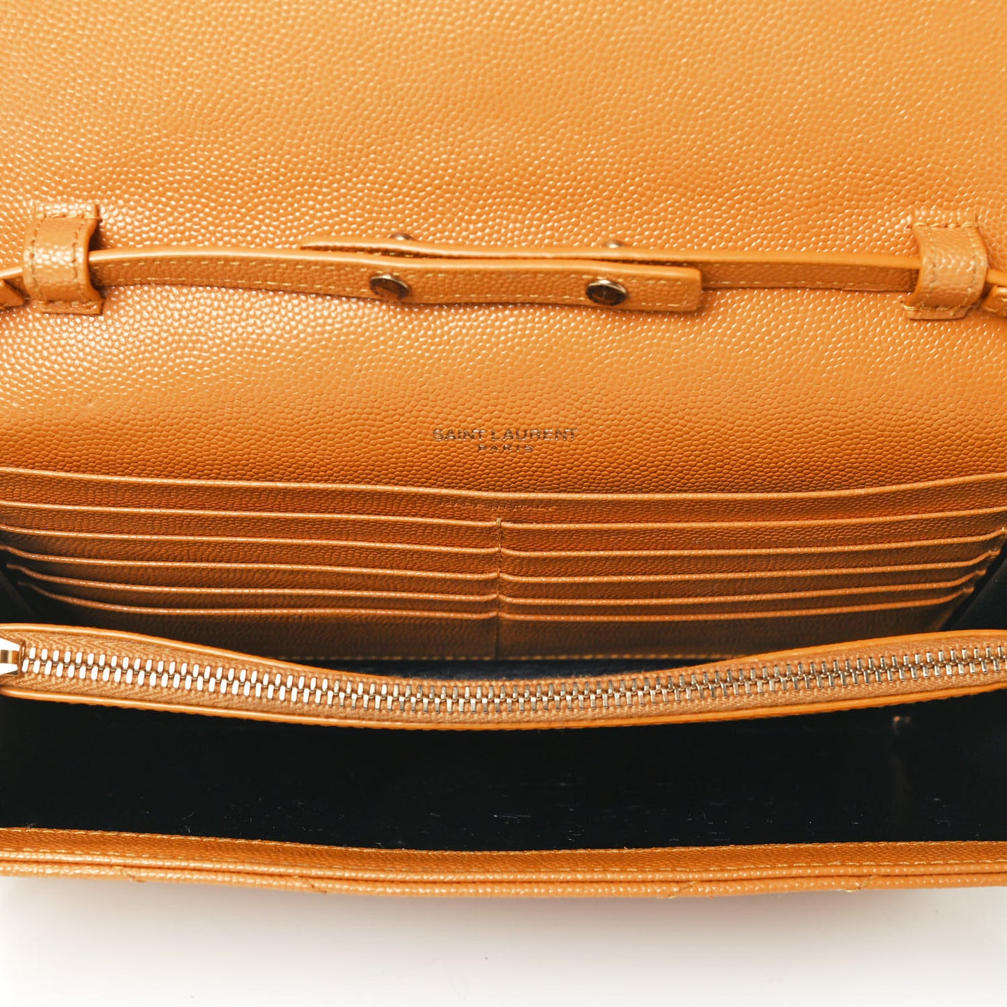 Grain De Poudre Matelasse Chevron Monogram Chain Wallet Mustard