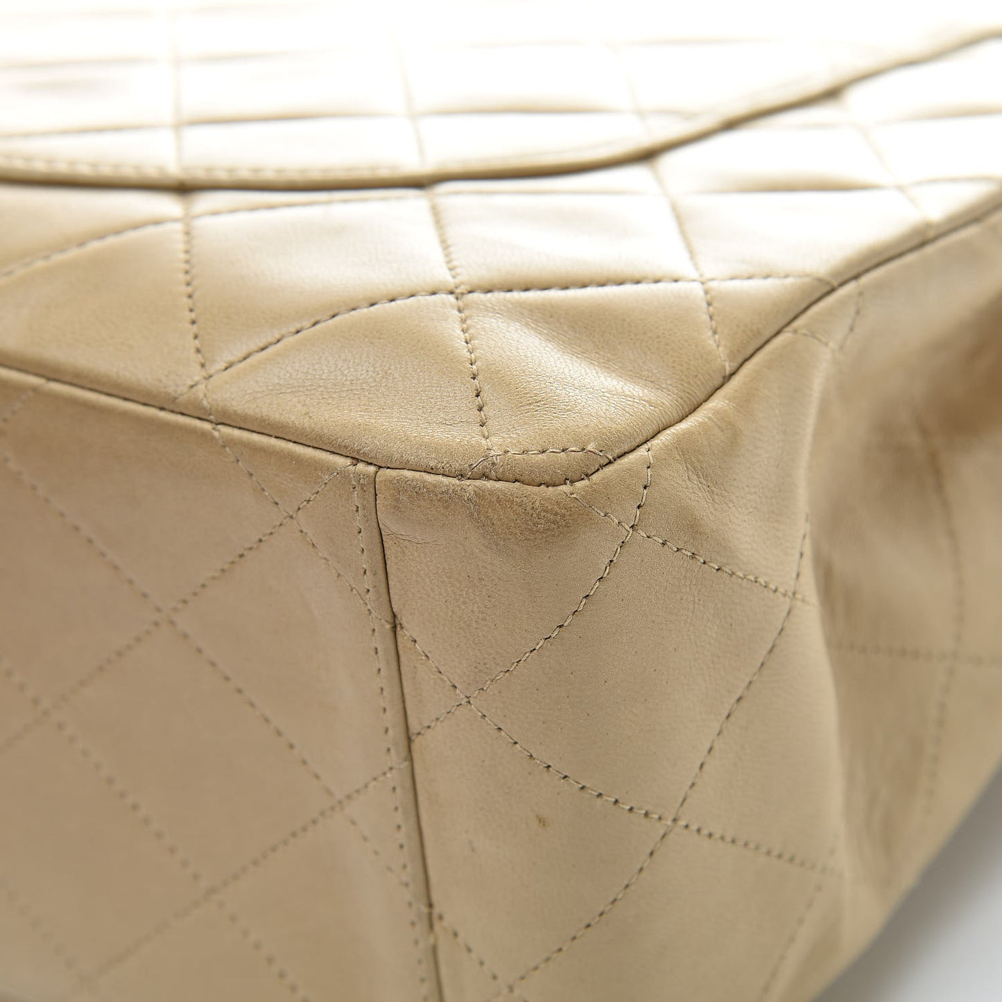 Lambskin Quilted Maxi Single Flap Dark Beige