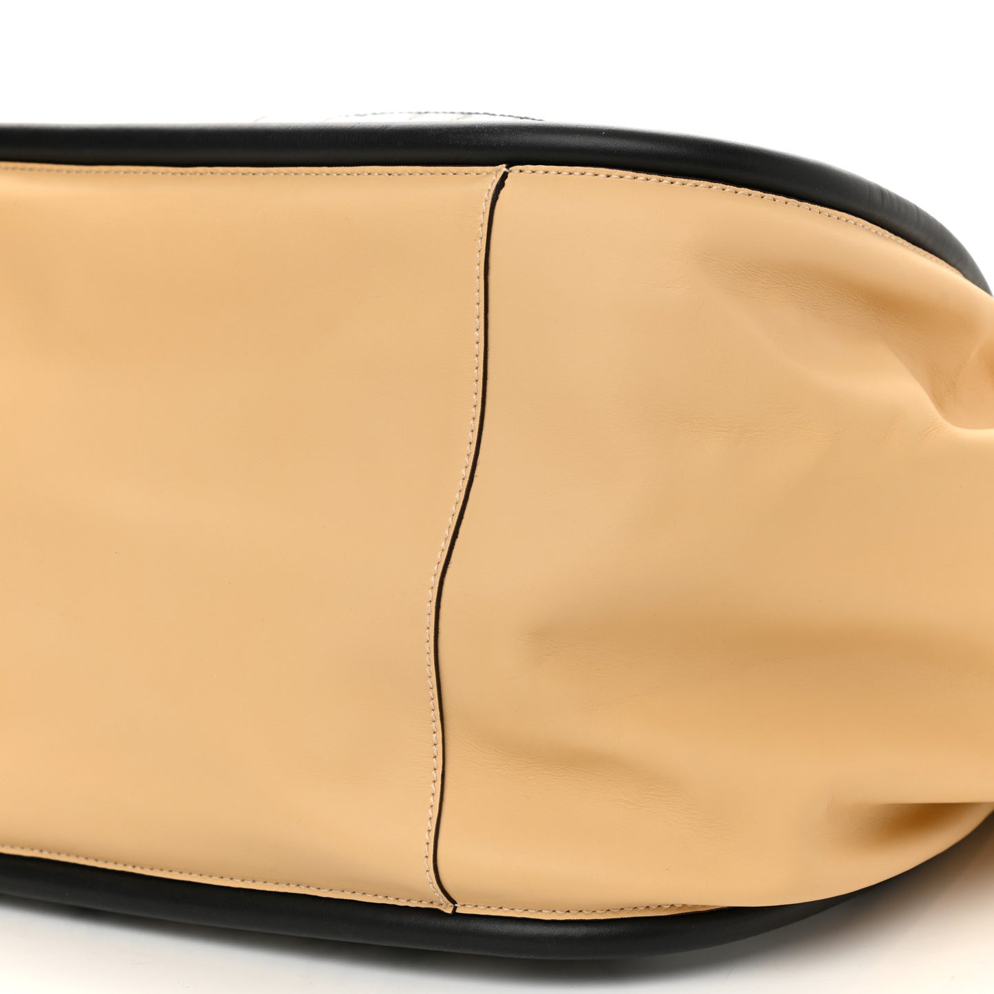 Calfskin Snakeskin Embossed XL Ruched Tote Beige White