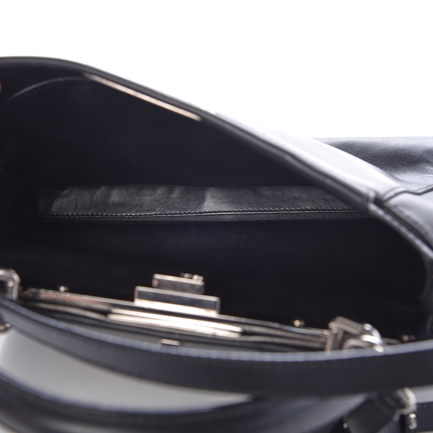 Fendi Vitello Seta Python Crocodile Monster Eyes Medium Peekaboo Iconic Satchel Black Girasole 5 of 11