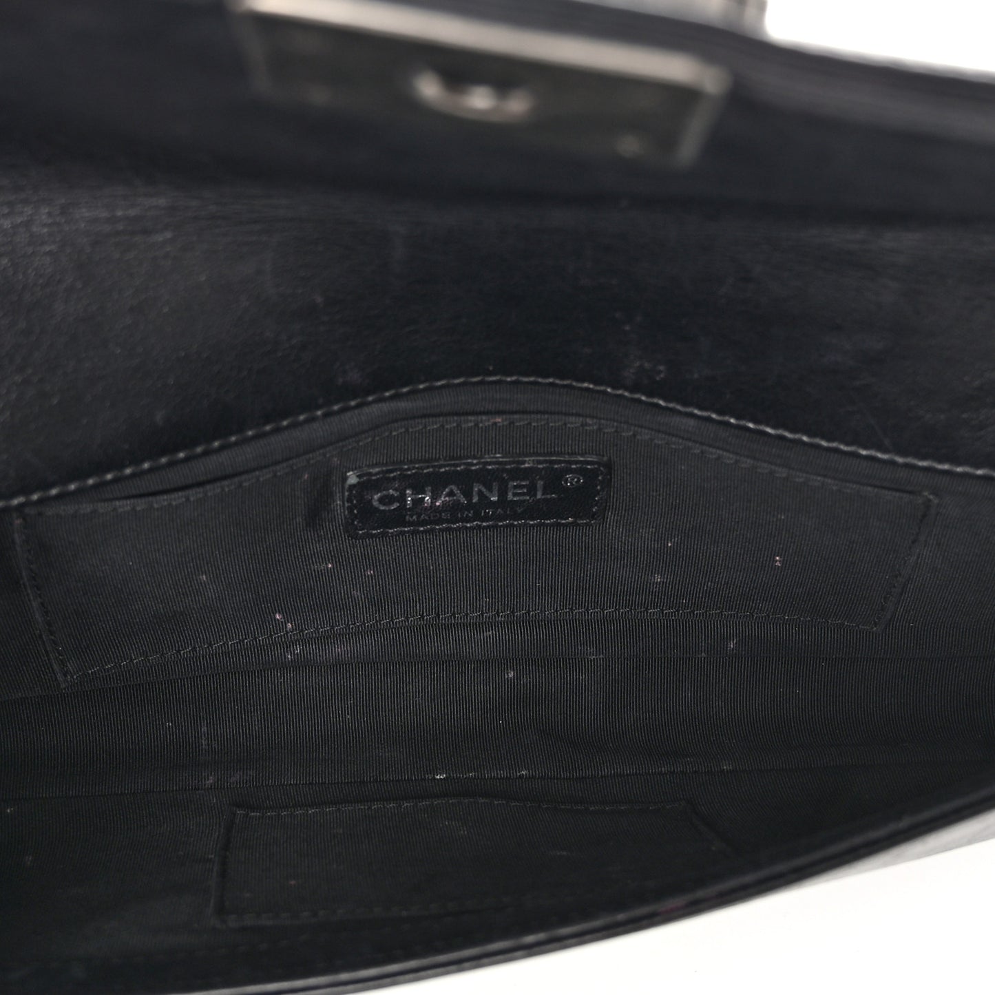 Calfskin Double Stitch Boy Clutch With Removable Chain Black