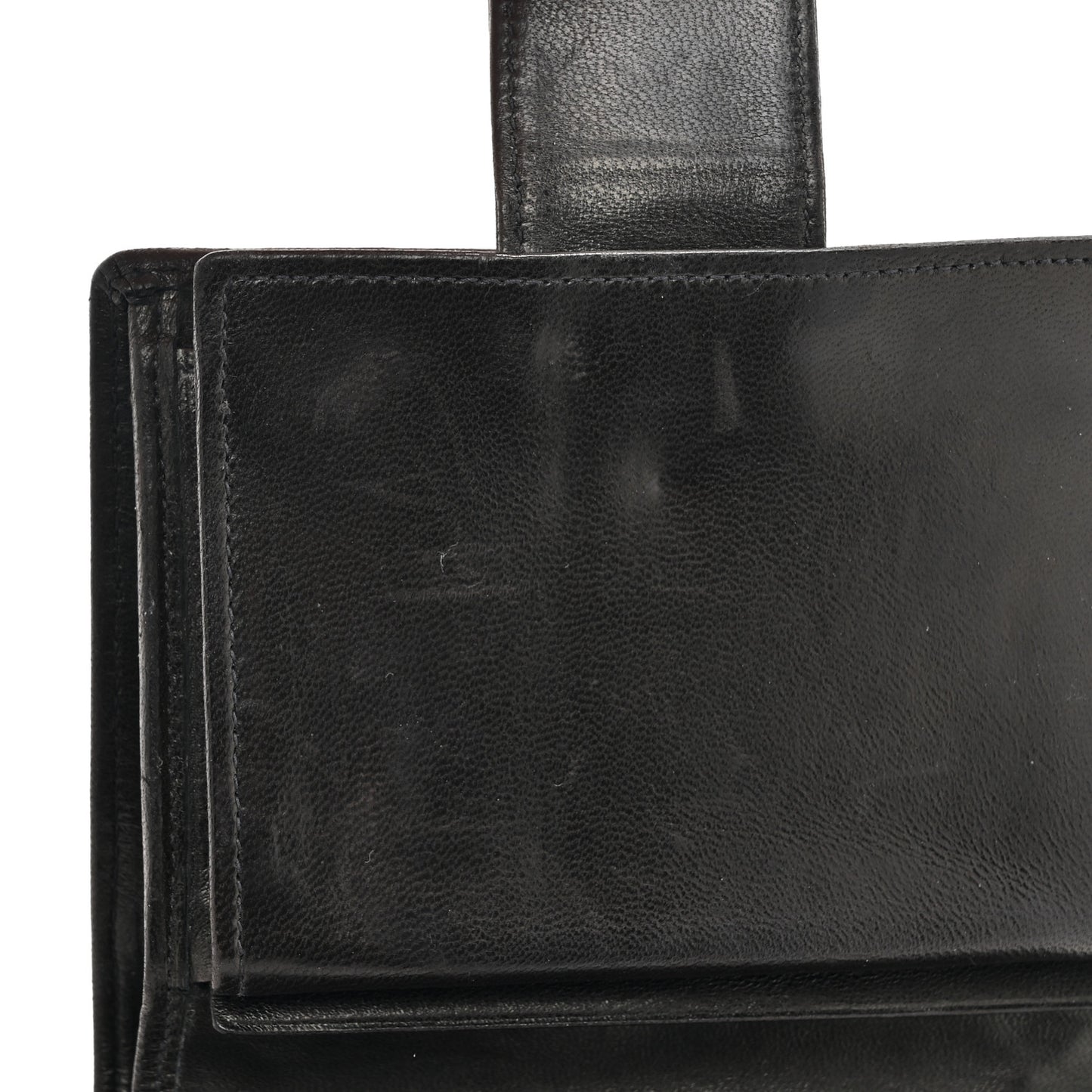 Lambskin Diamond Stitched Compact French Wallet Black