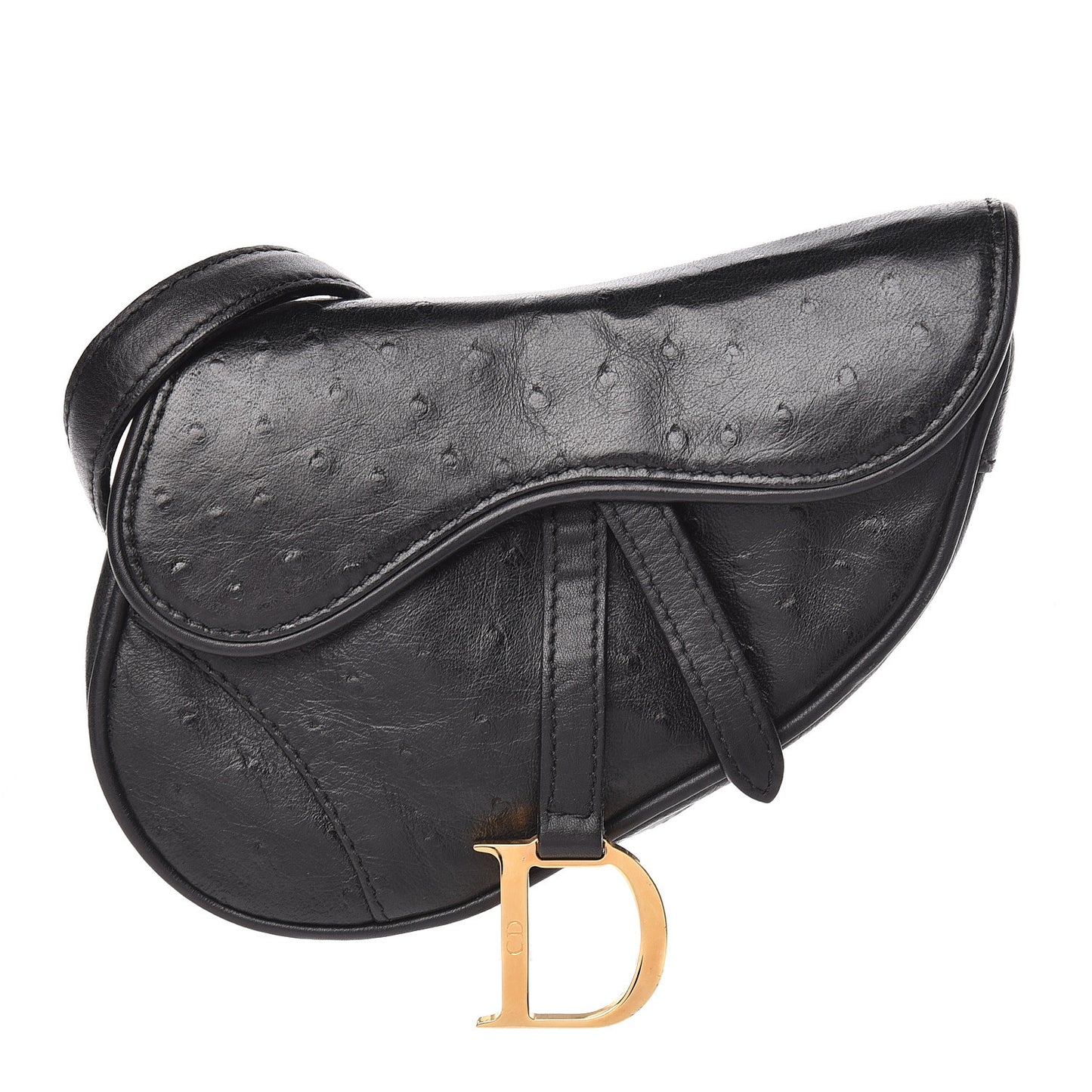 Ostrich Saddle Belt Bag Black