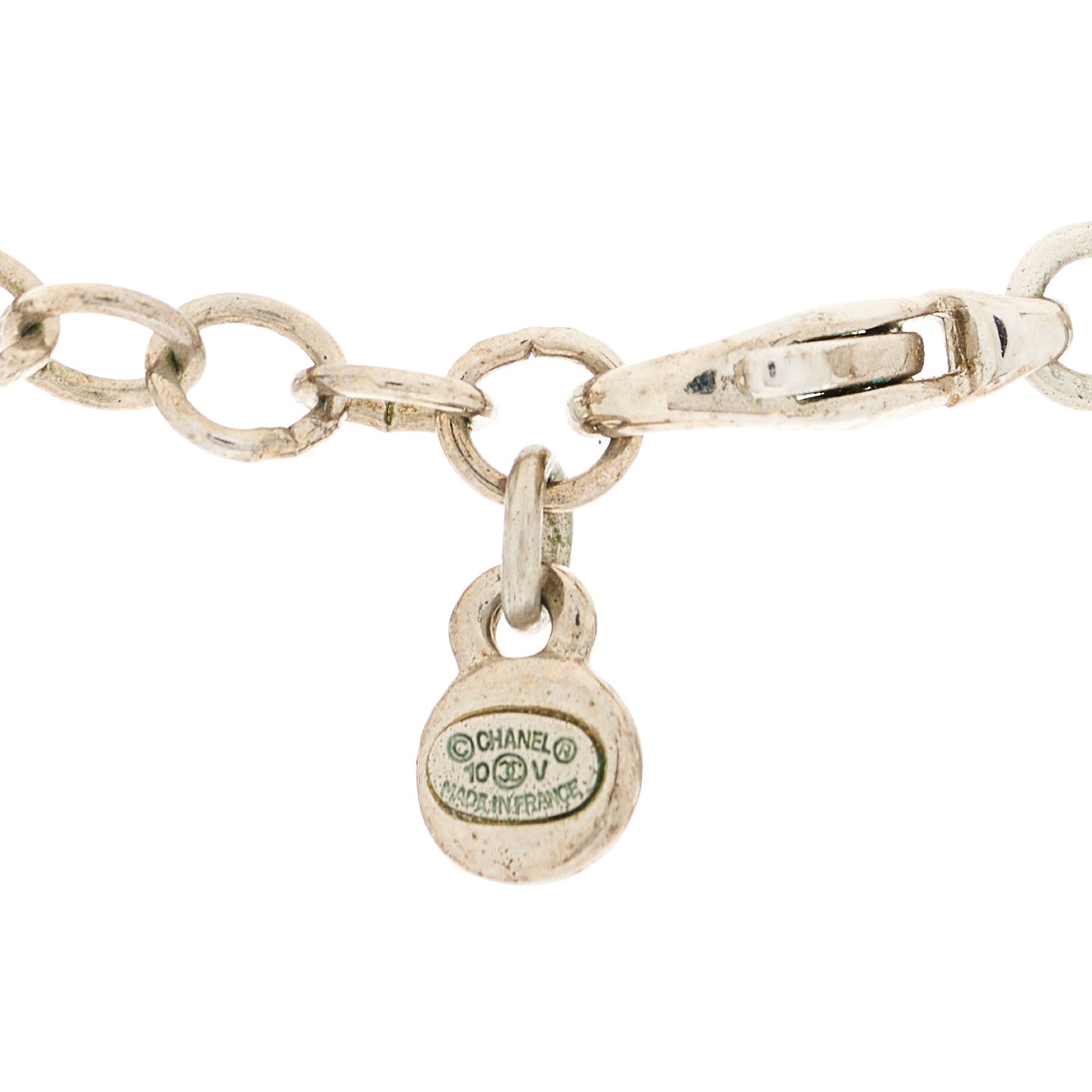 Crystal CC Drop Pendant Necklace Silver